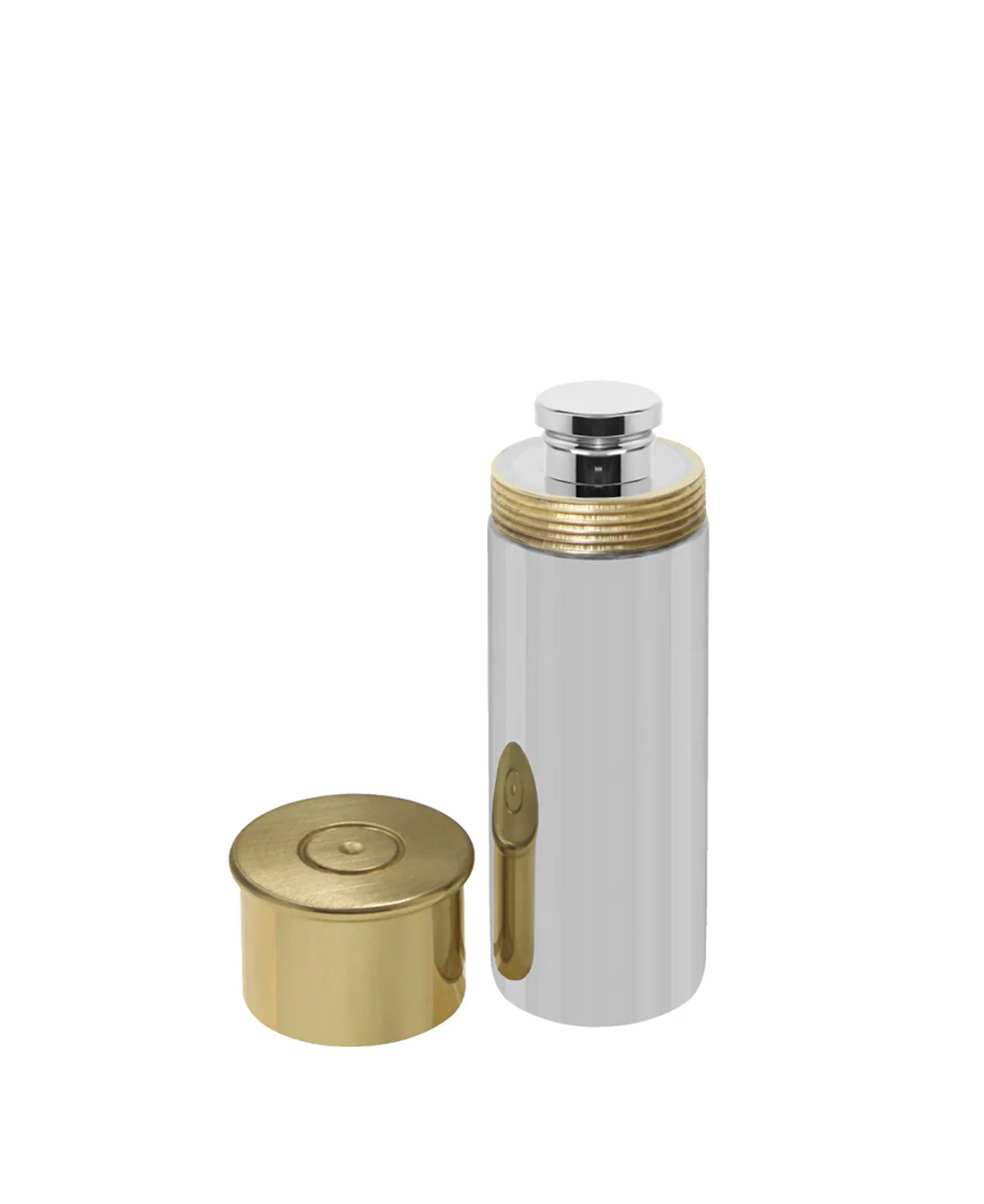 4oz Pewter Shotgun Cartridge Hip Flask With Brass Lid - Image 2