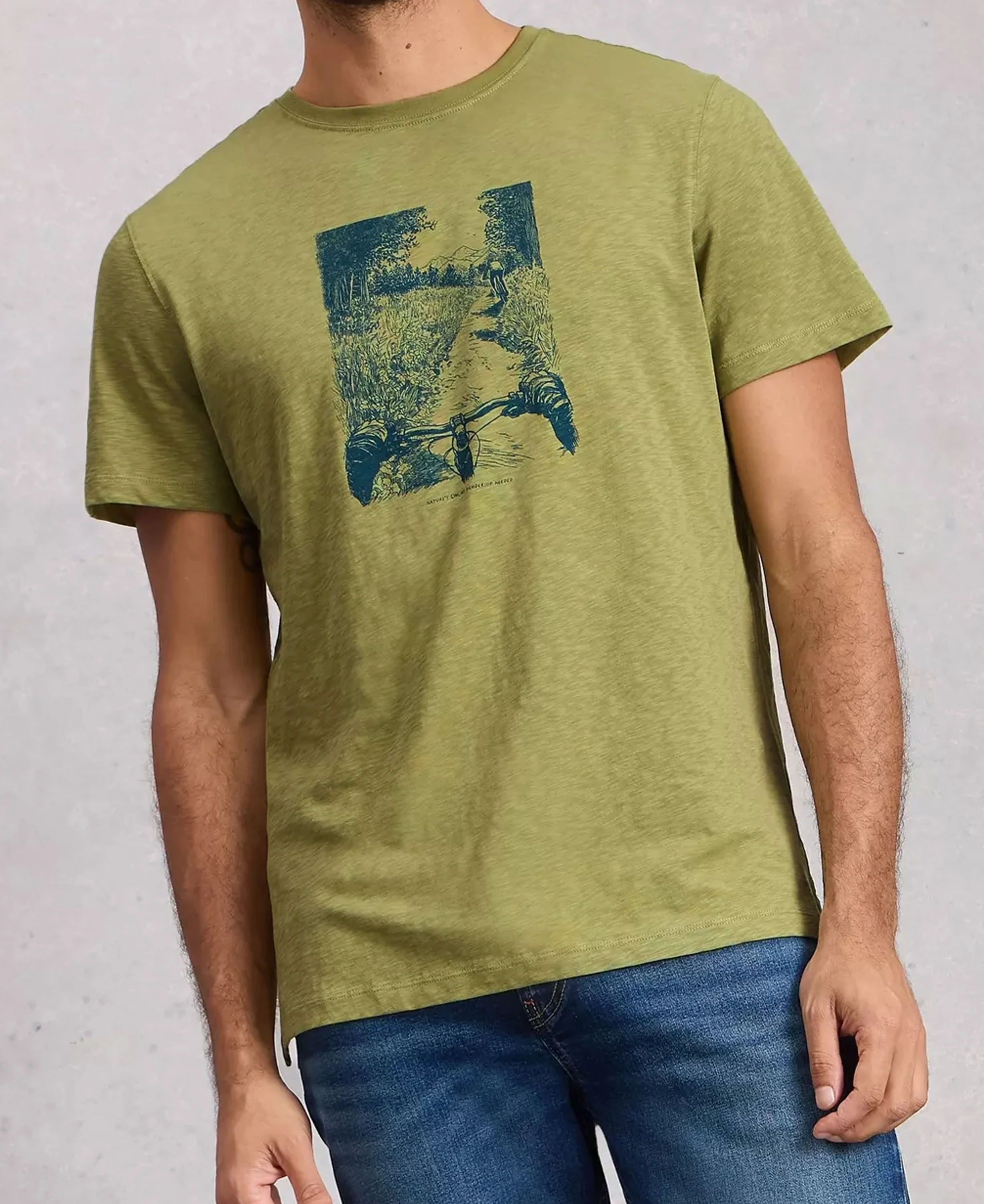 Abersoch Nature Graphic Tee - Green Print - Image 2