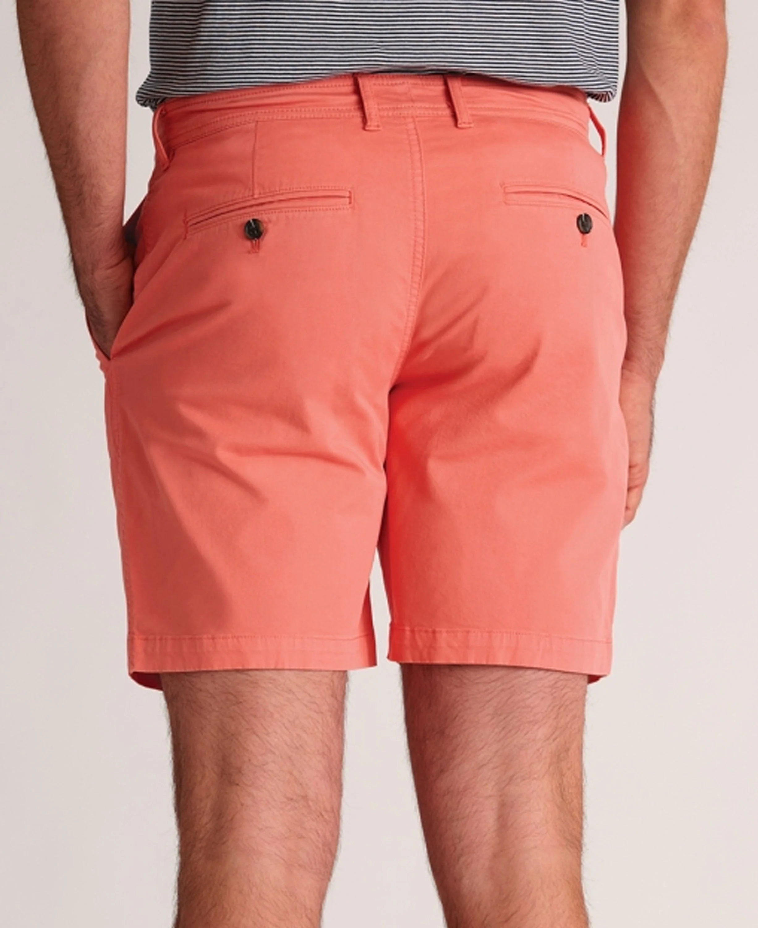 Addingham Garment Dyed Cotton Stretch Shorts - Coral - Image 2