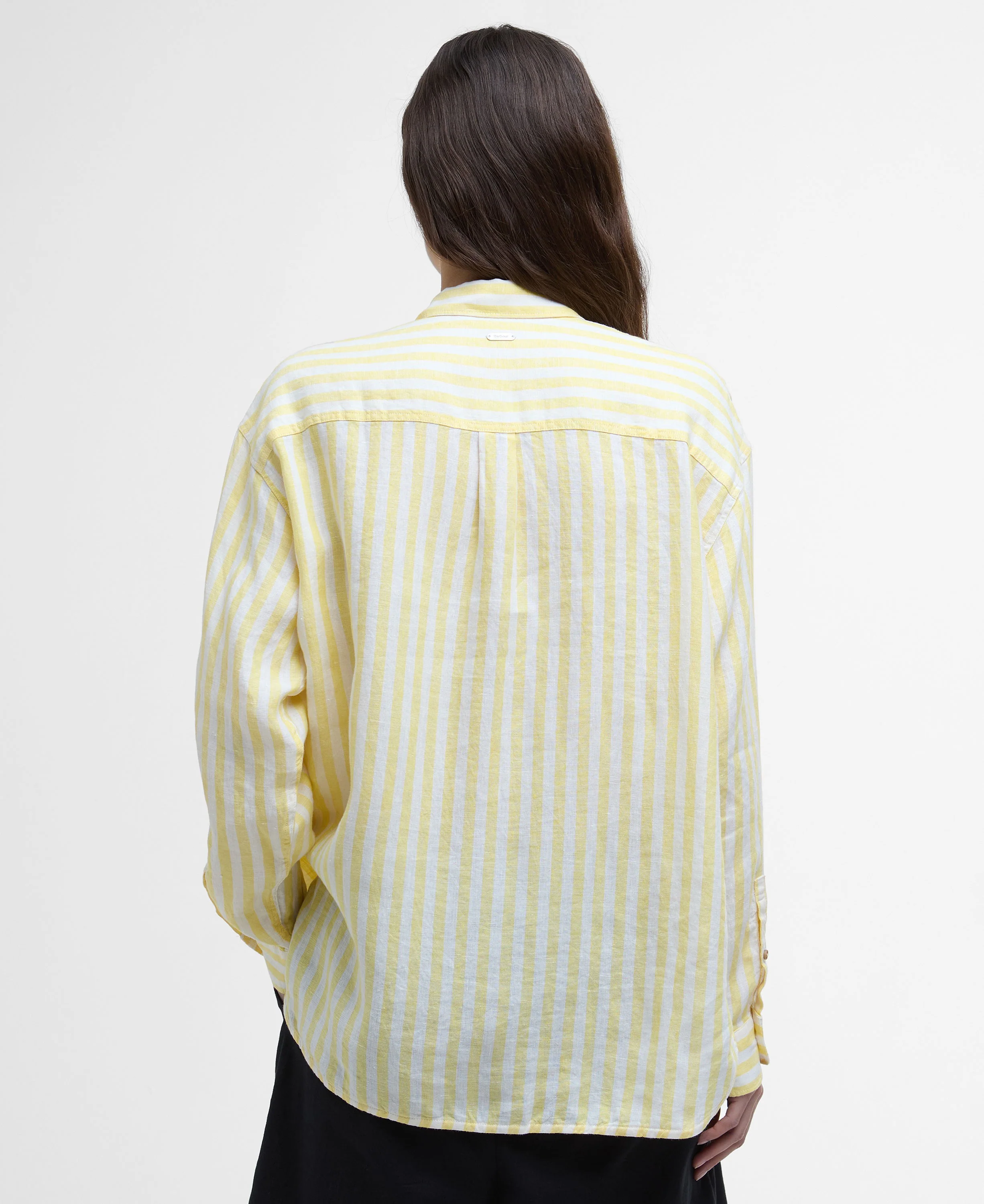 Annie Long Sleeve Linen Shirt - Sunray Yellow Stripe - Image 4