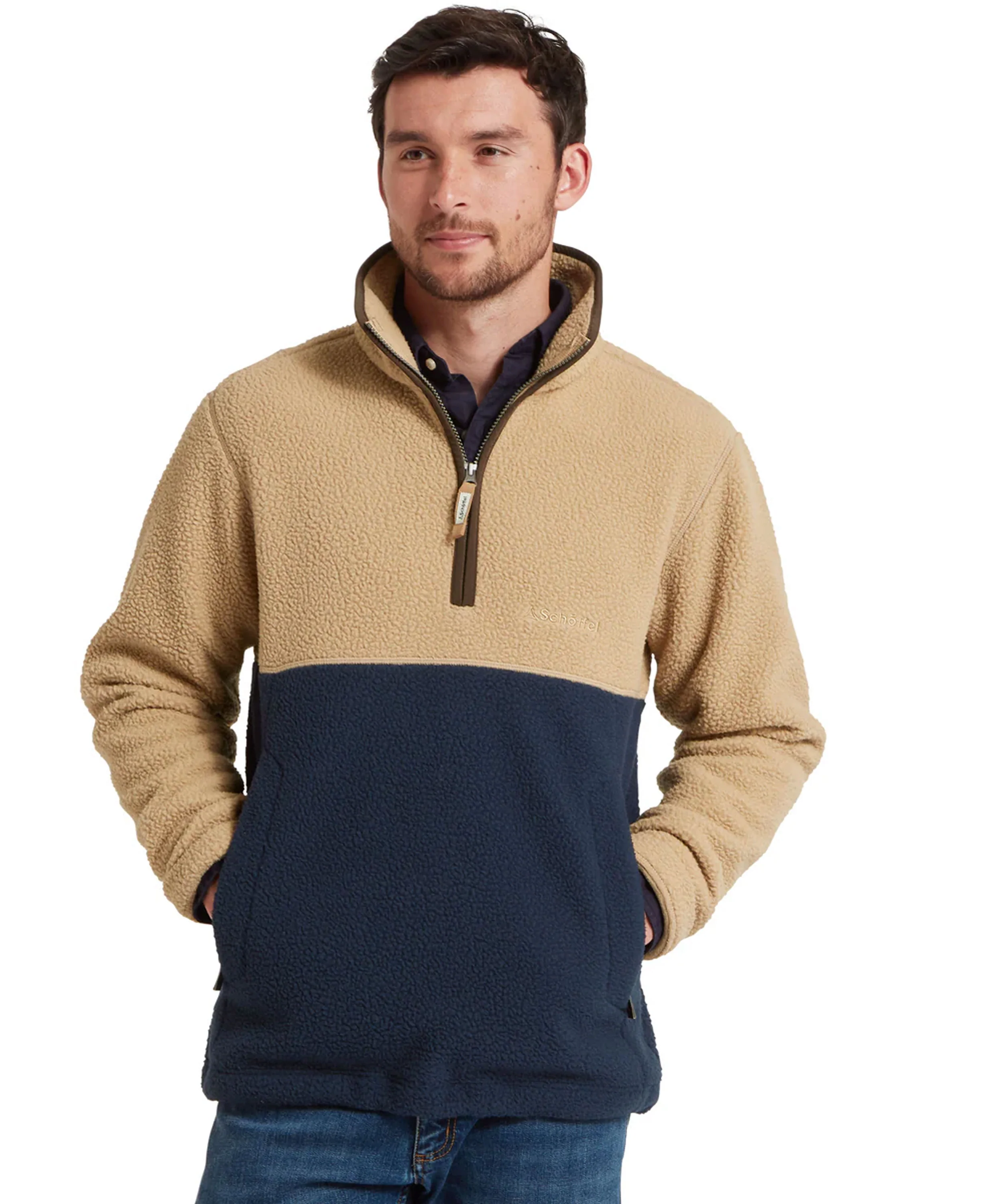 Berkeley Retro Fleece - True Navy/Tan - Image 2