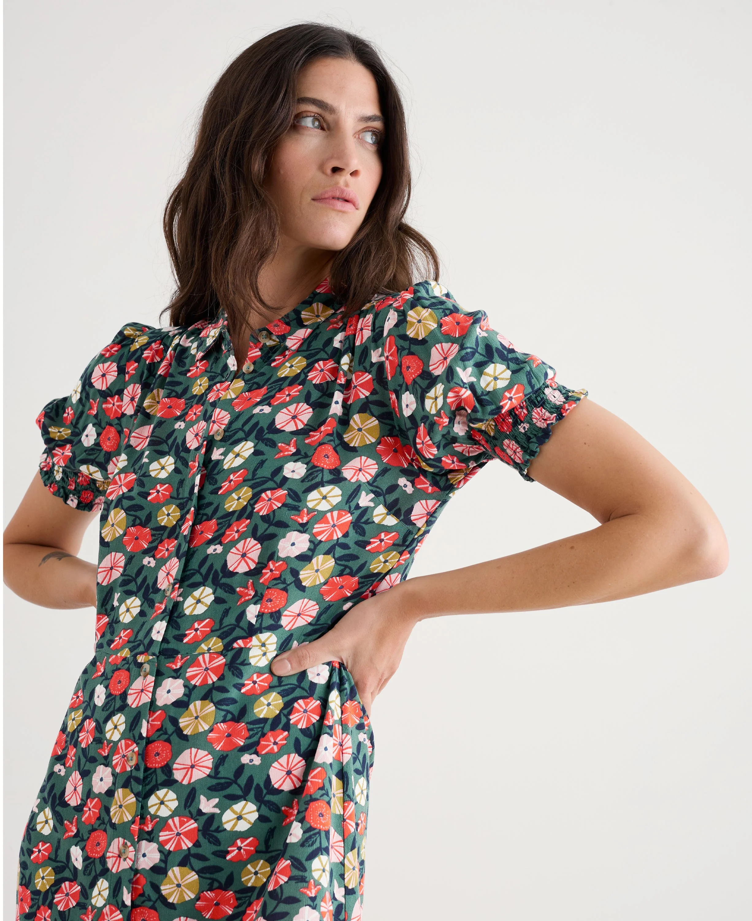 Bridget Midi Tea Dress - Winding Petunias Grove - Image 3