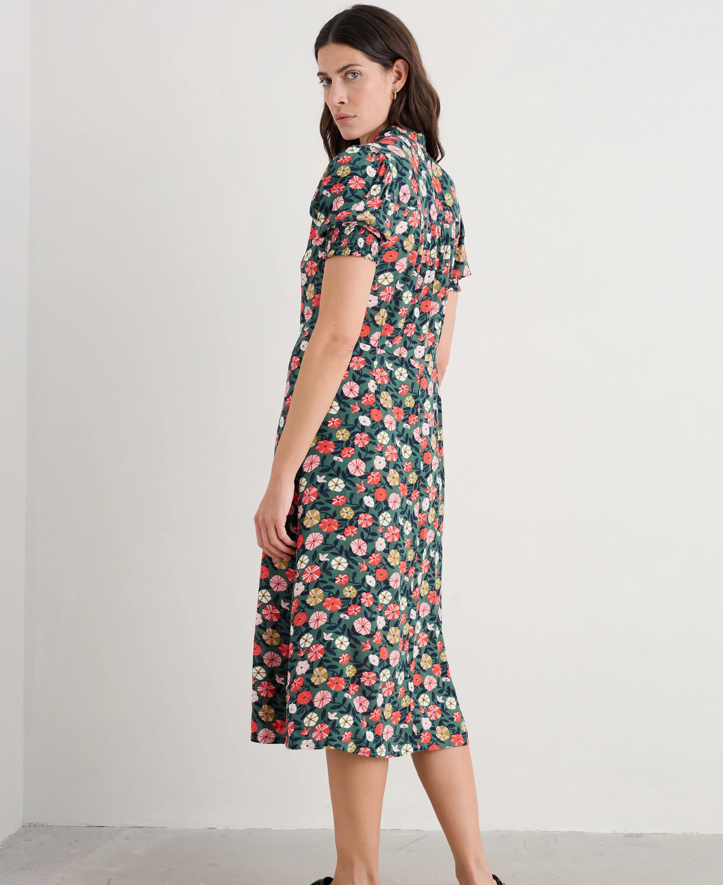 Bridget Midi Tea Dress - Winding Petunias Grove - Image 4