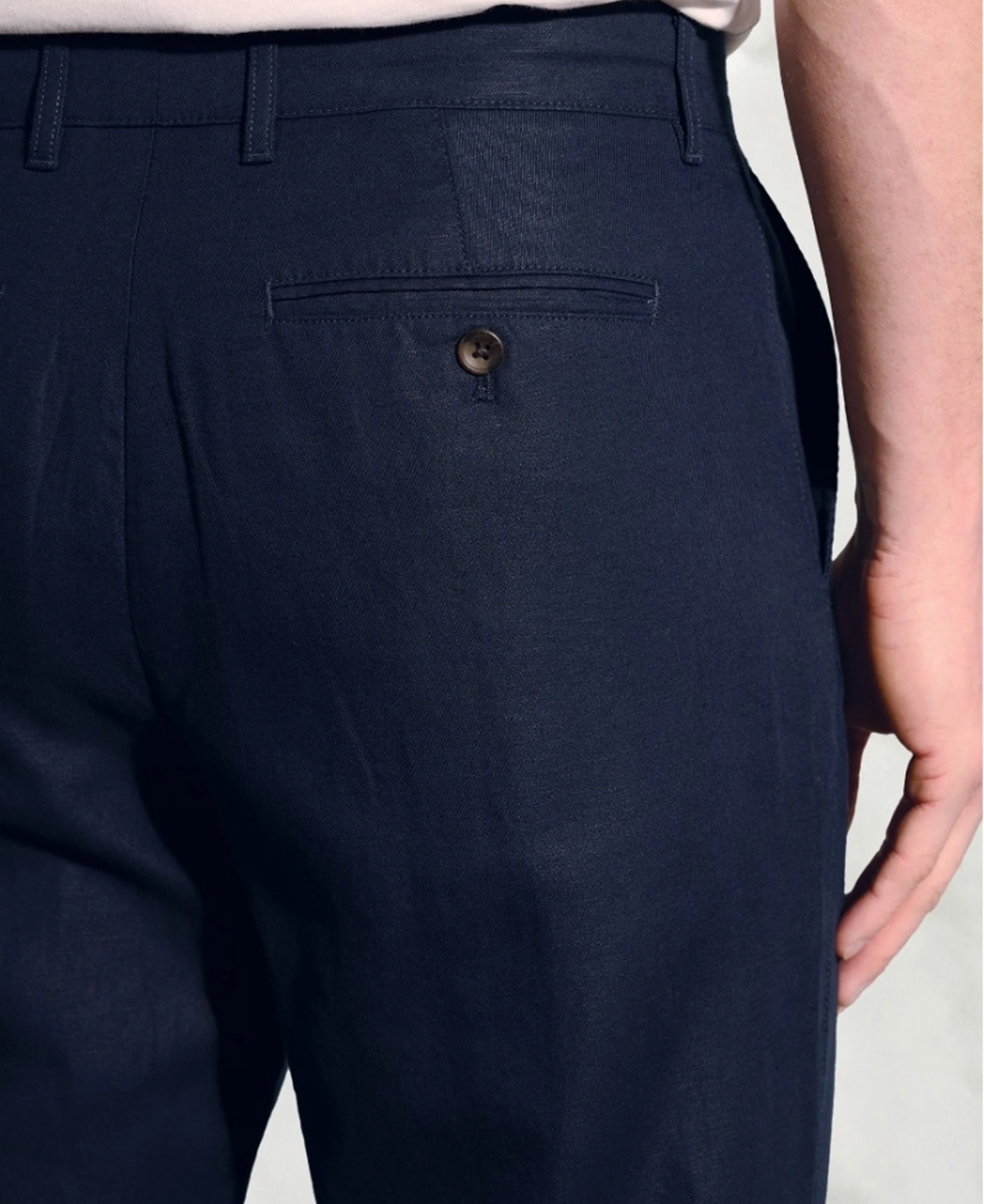 Caine Linen Cotton Trousers Rf - Navy - Image 4