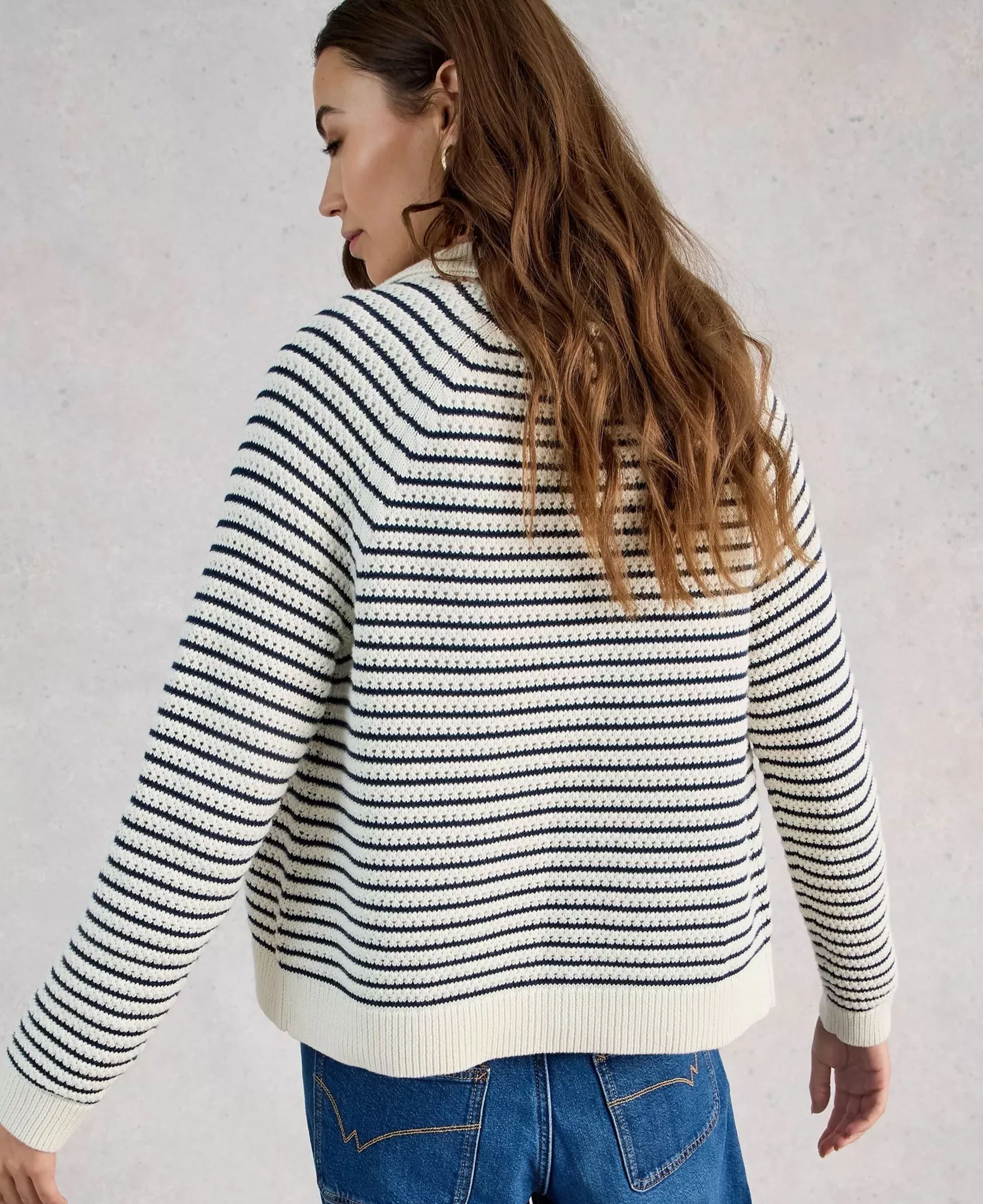 Chaterly Stripe Cardi - Ivory Multi - Image 3