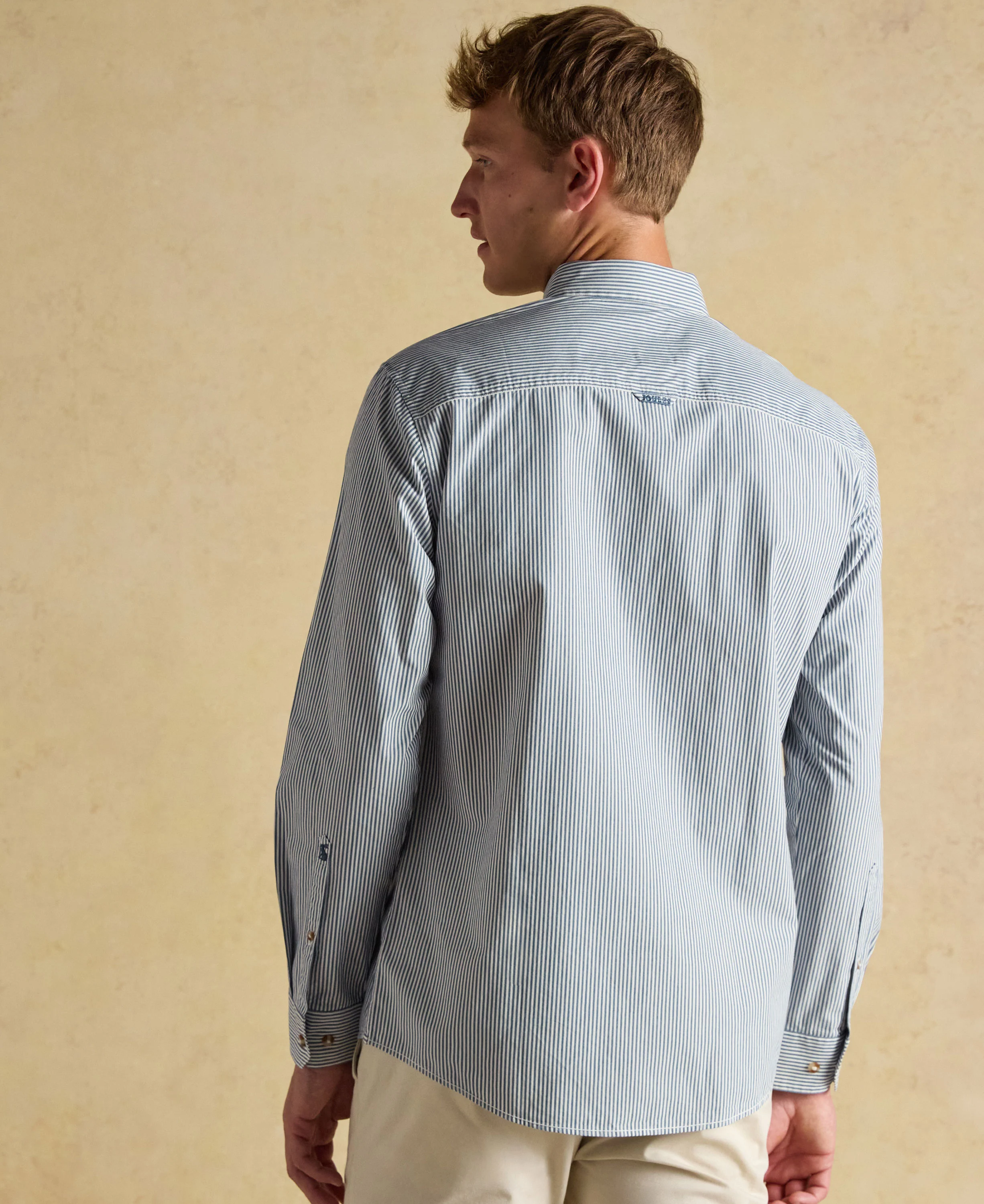 Classic Poplin Stripe Shirt - Navy - Image 3
