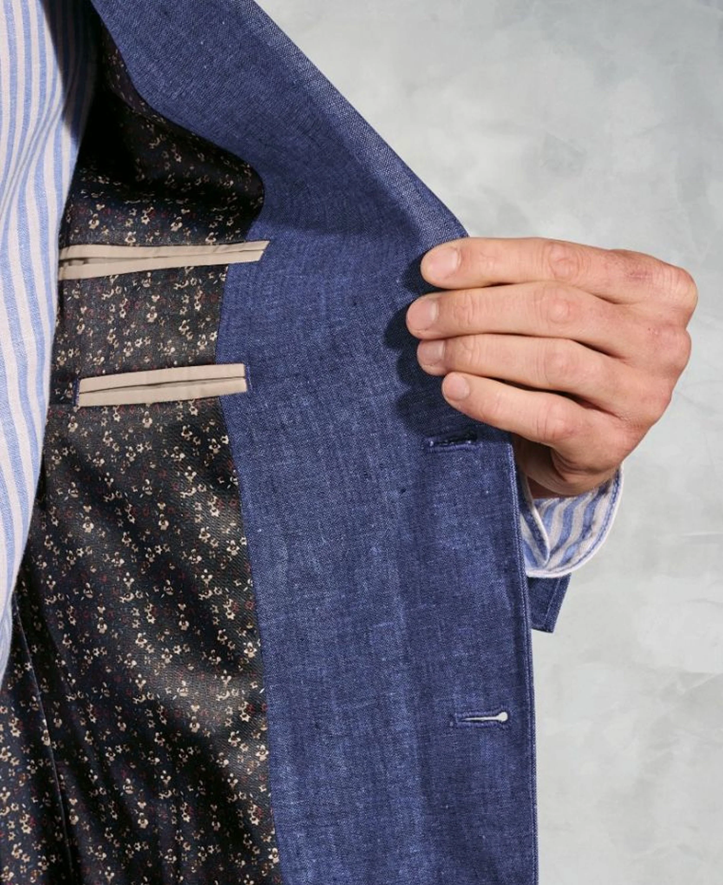Eastwood Tailored Fit Linen Jacket - Blue - Image 6