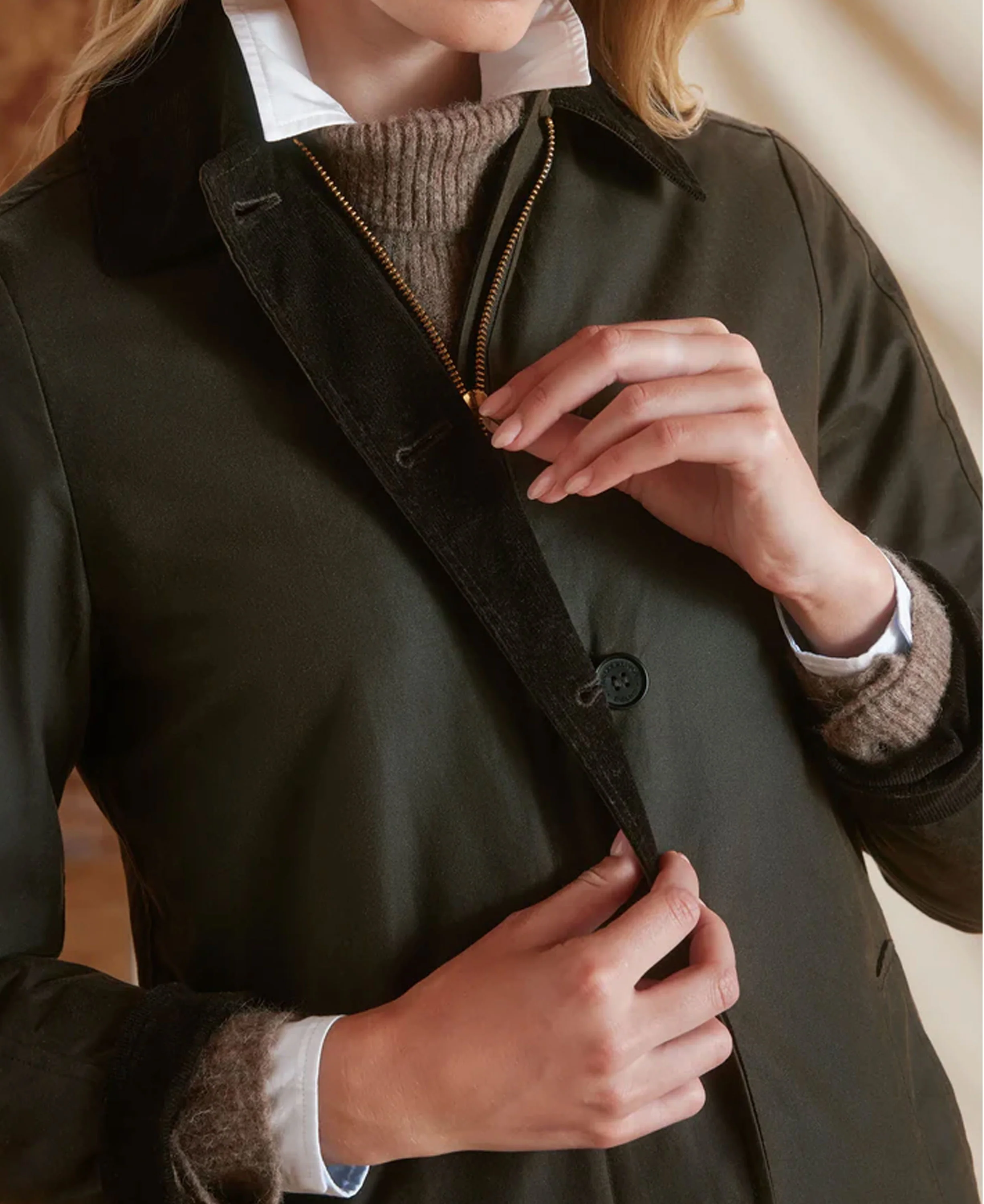 Edith Wax Longline Coat - Khaki - Image 4