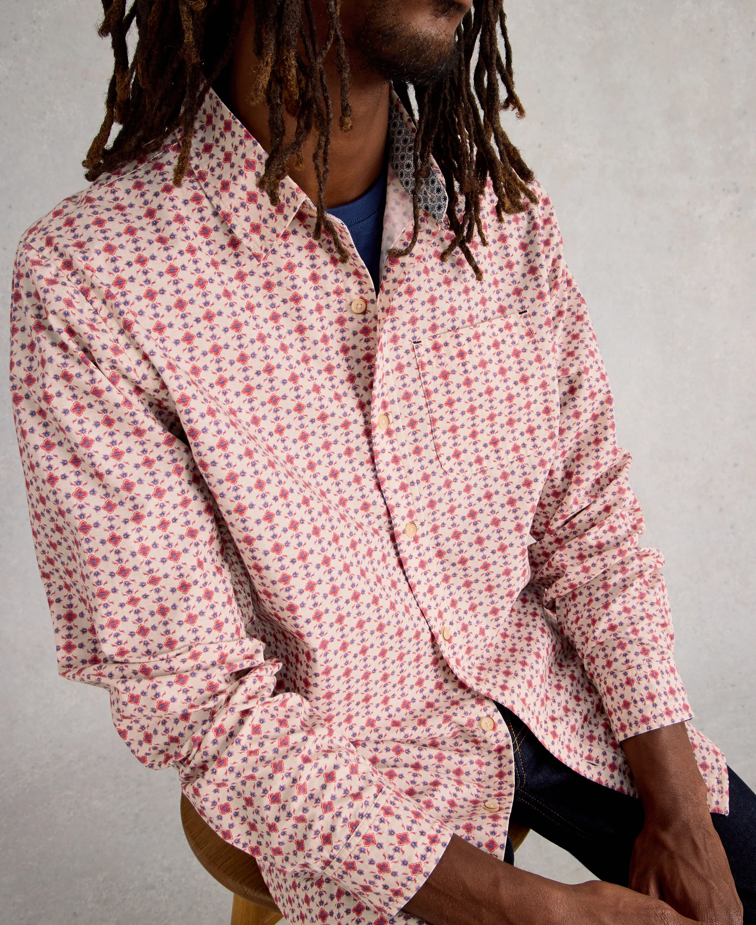 Finsbury Folk Geo Print Shirt - Red Print - Image 5