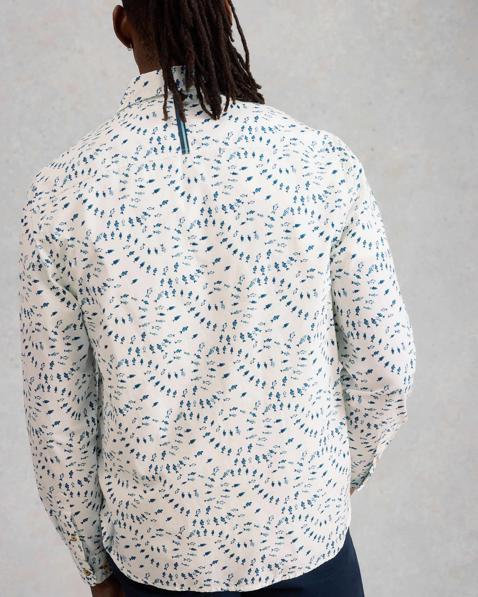Finsbury Swim Fish Print Shirt - White Print - Image 3