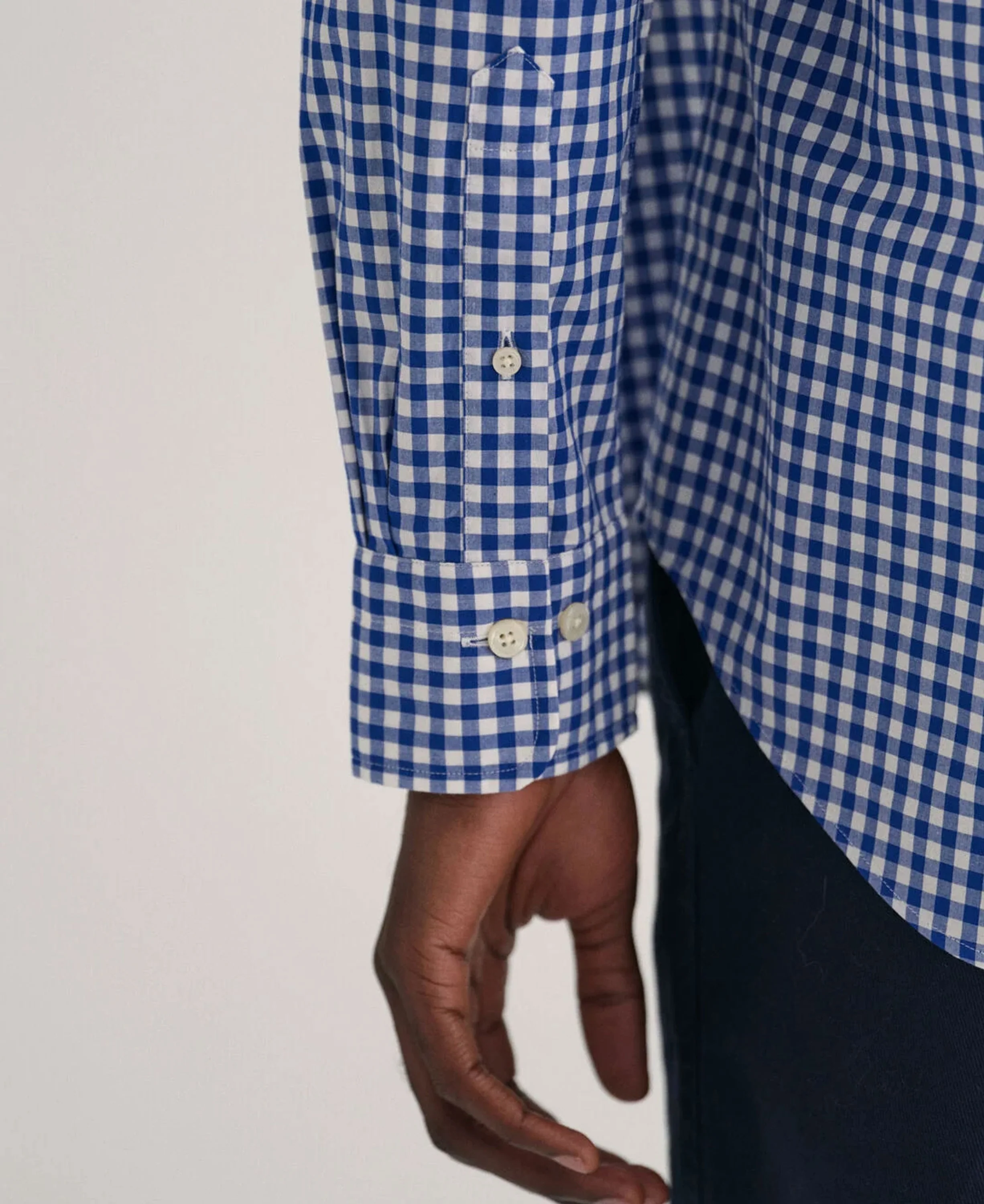 Regular Fit Gingham Poplin Shirt - College Blue - Image 5