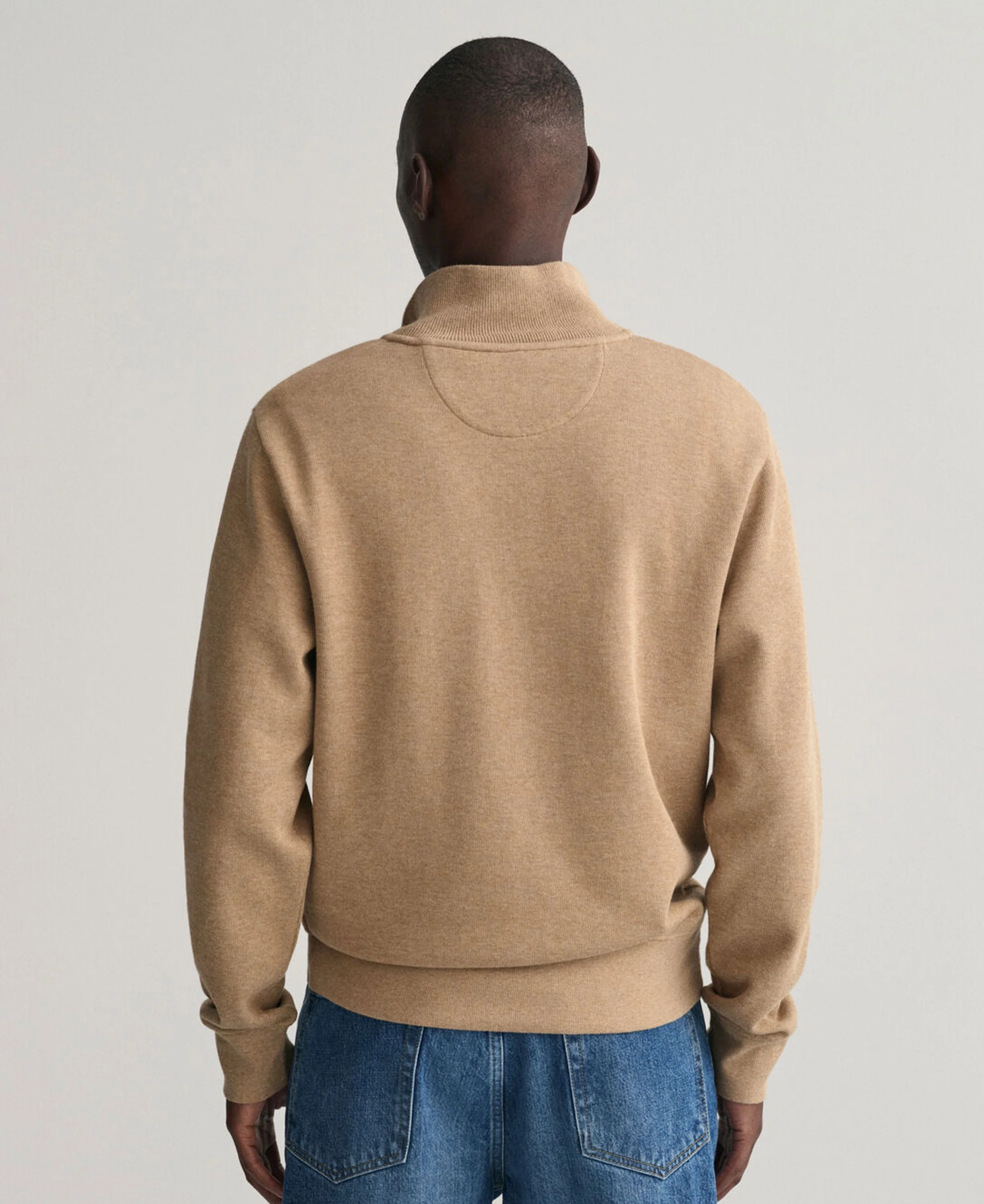 Sacker Rib Half Zip Sweatshirt - Khaki Melange - Image 3