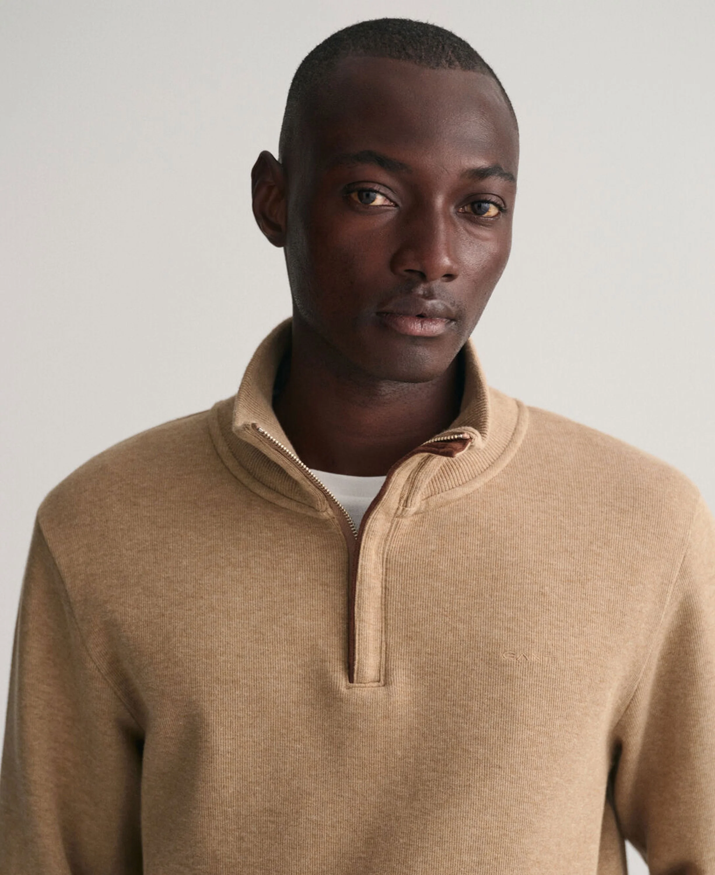 Sacker Rib Half Zip Sweatshirt - Khaki Melange - Image 4