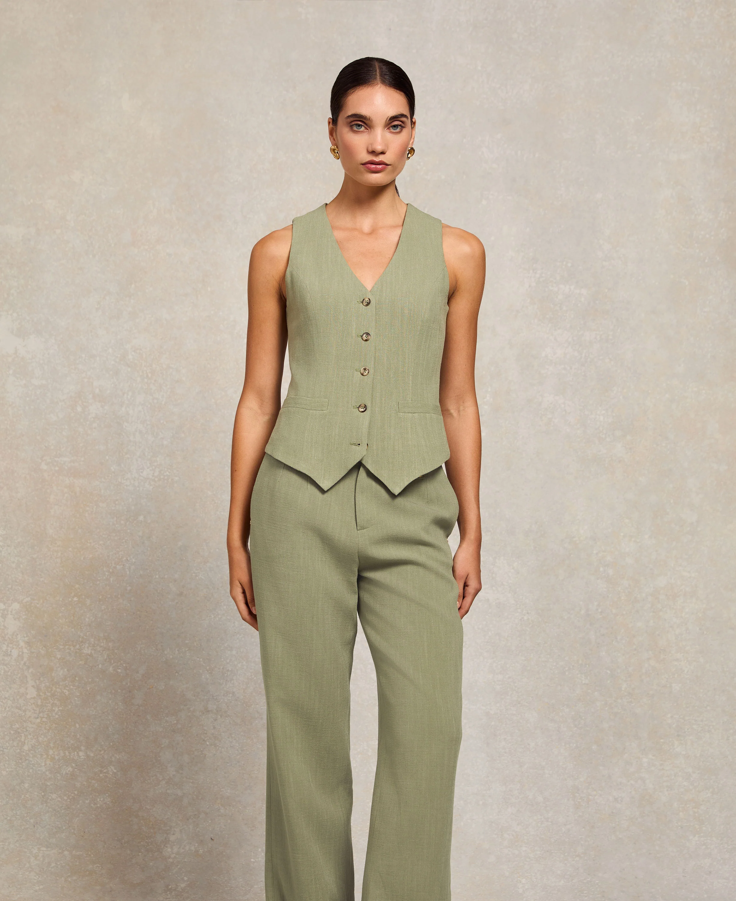 Hampton Waistcoat - Sage Linen - Image 4