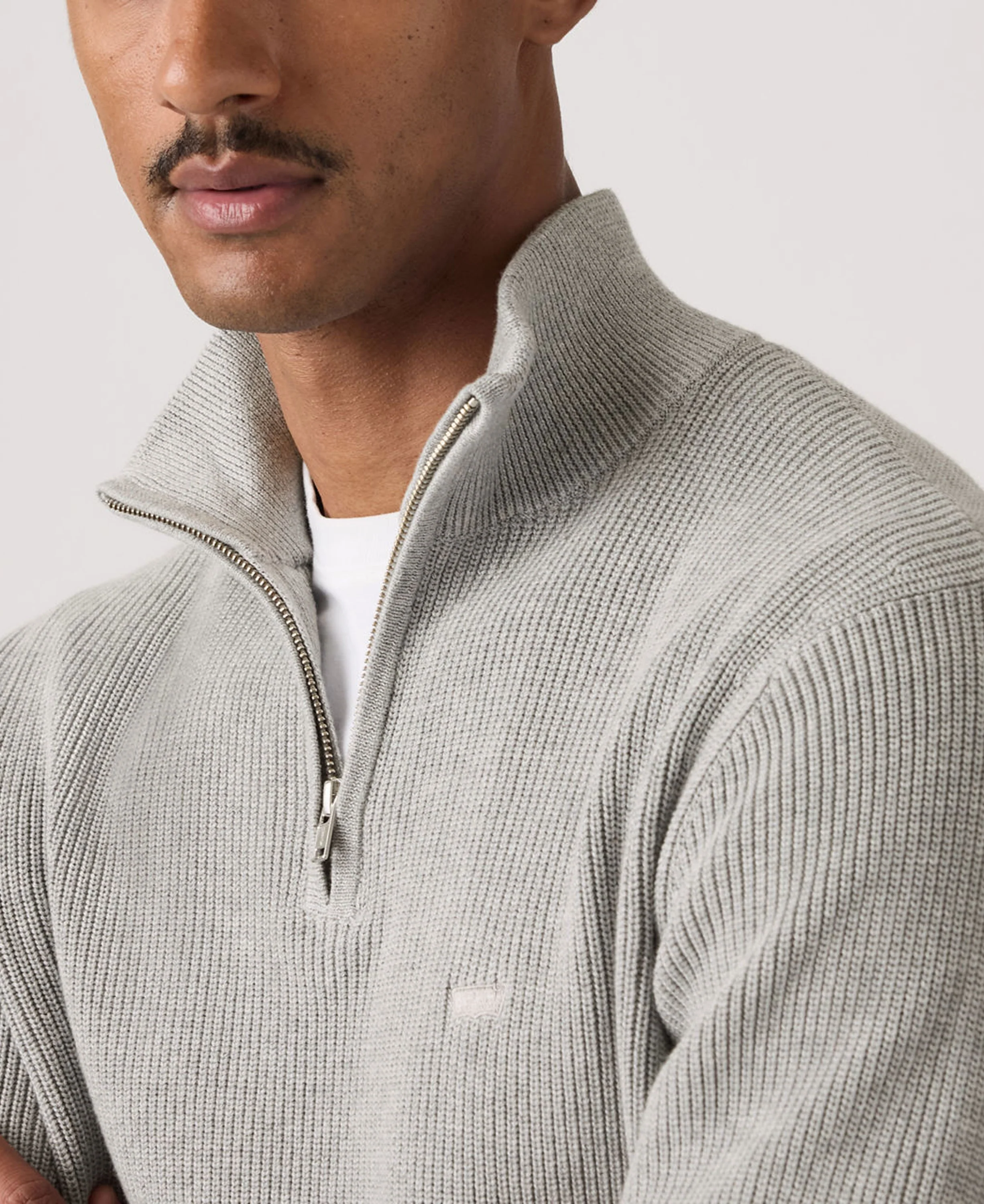 Hallmark Quarter Zip Sweater - Mid Tone Grey Heather - Image 5