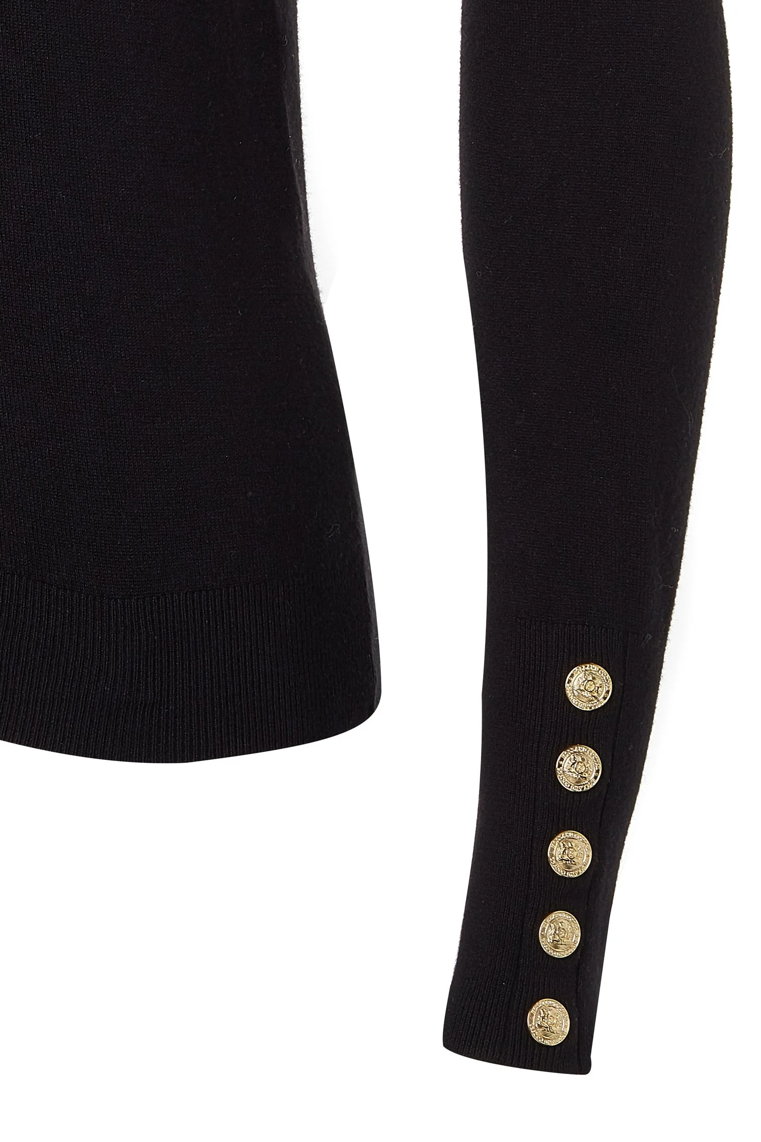 Buttoned Knit Crew Neck - Black - Image 8