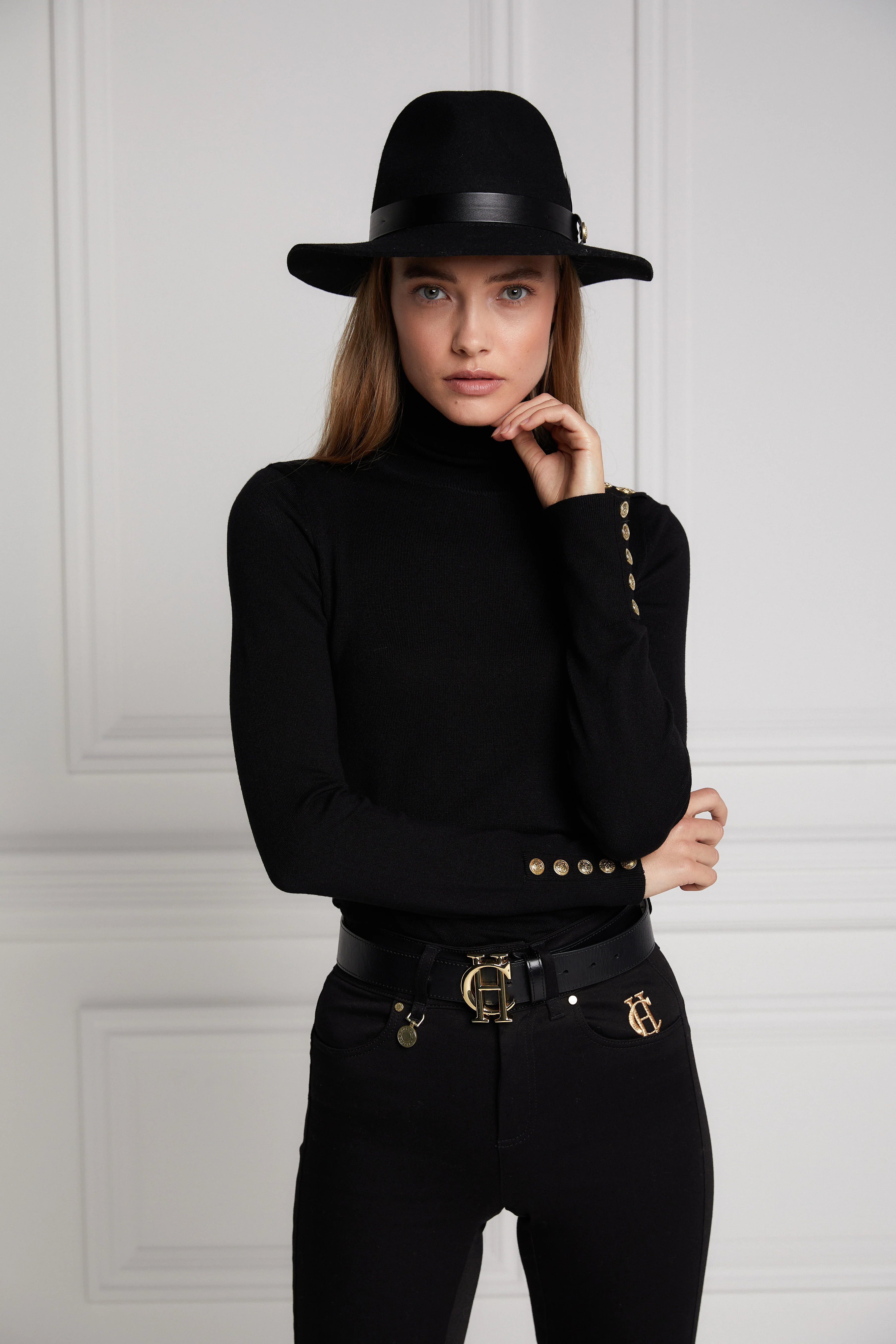Buttoned Knit Roll Neck - Black - Image 11