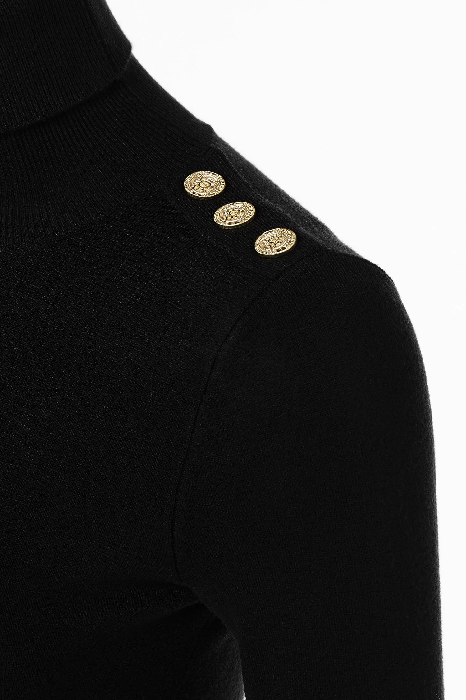 Buttoned Knit Roll Neck - Black - Image 13