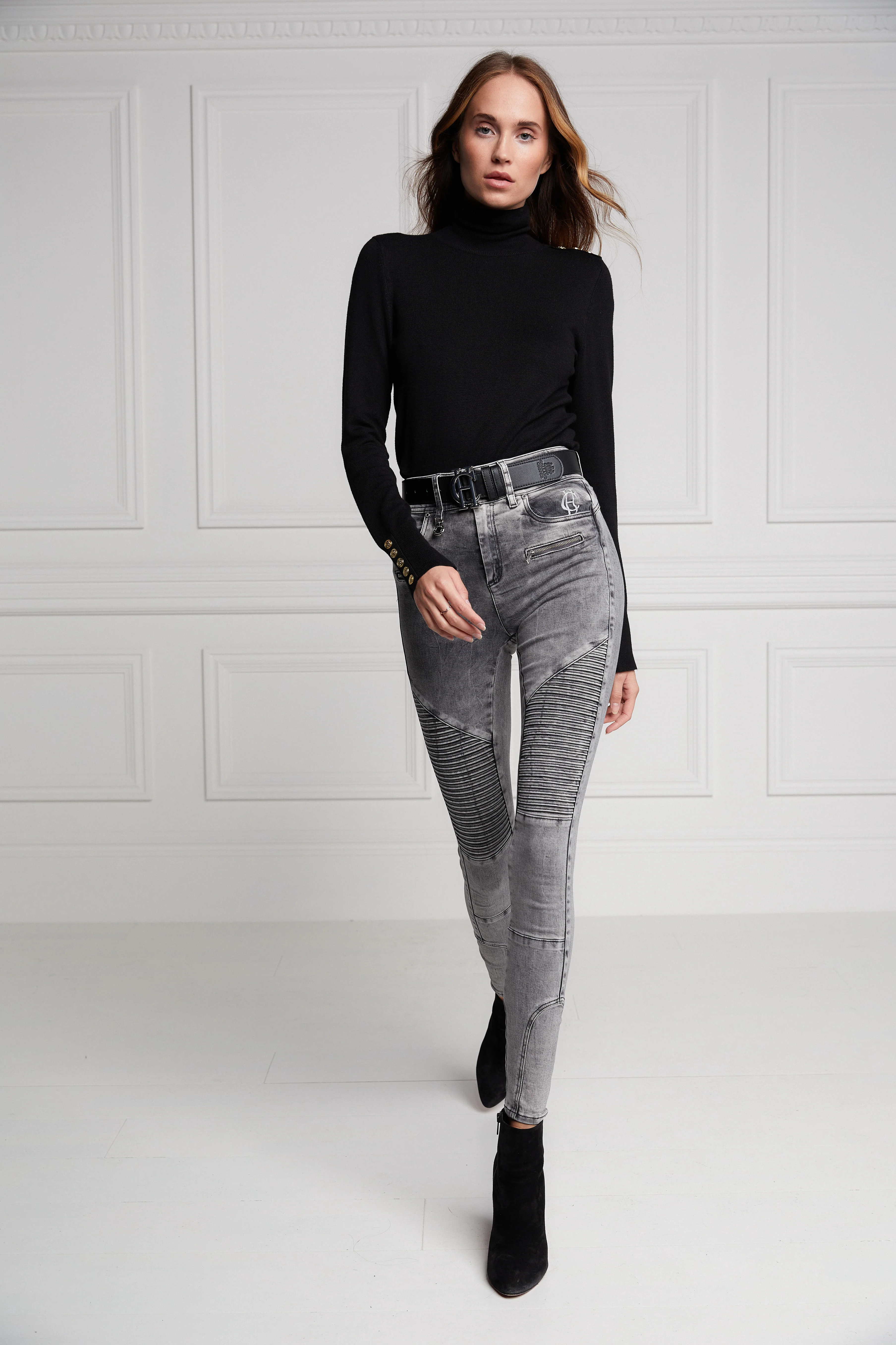 Buttoned Knit Roll Neck - Black - Image 8