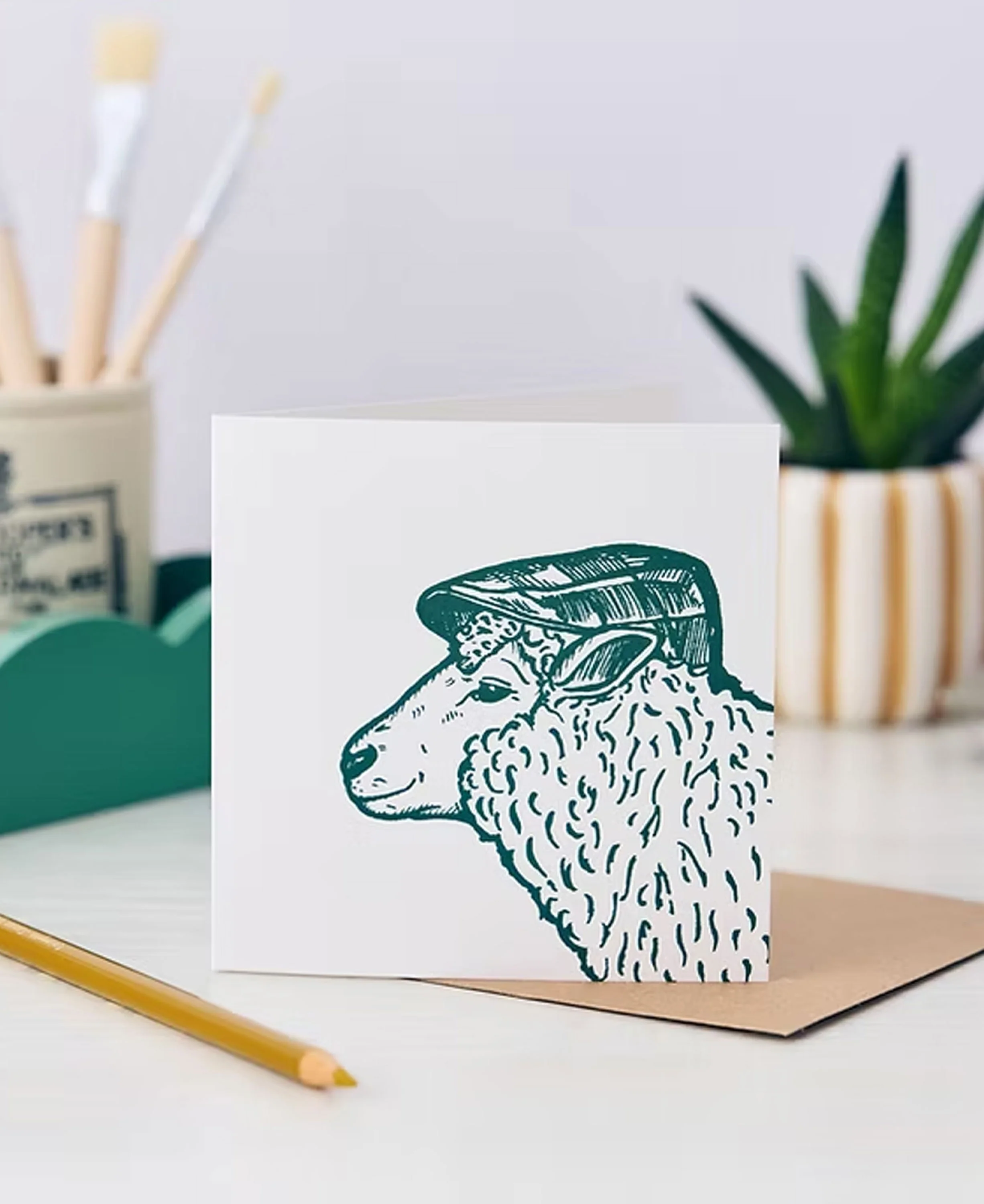 Ivor Sheep Greetings Card - Forest Green - Image 2