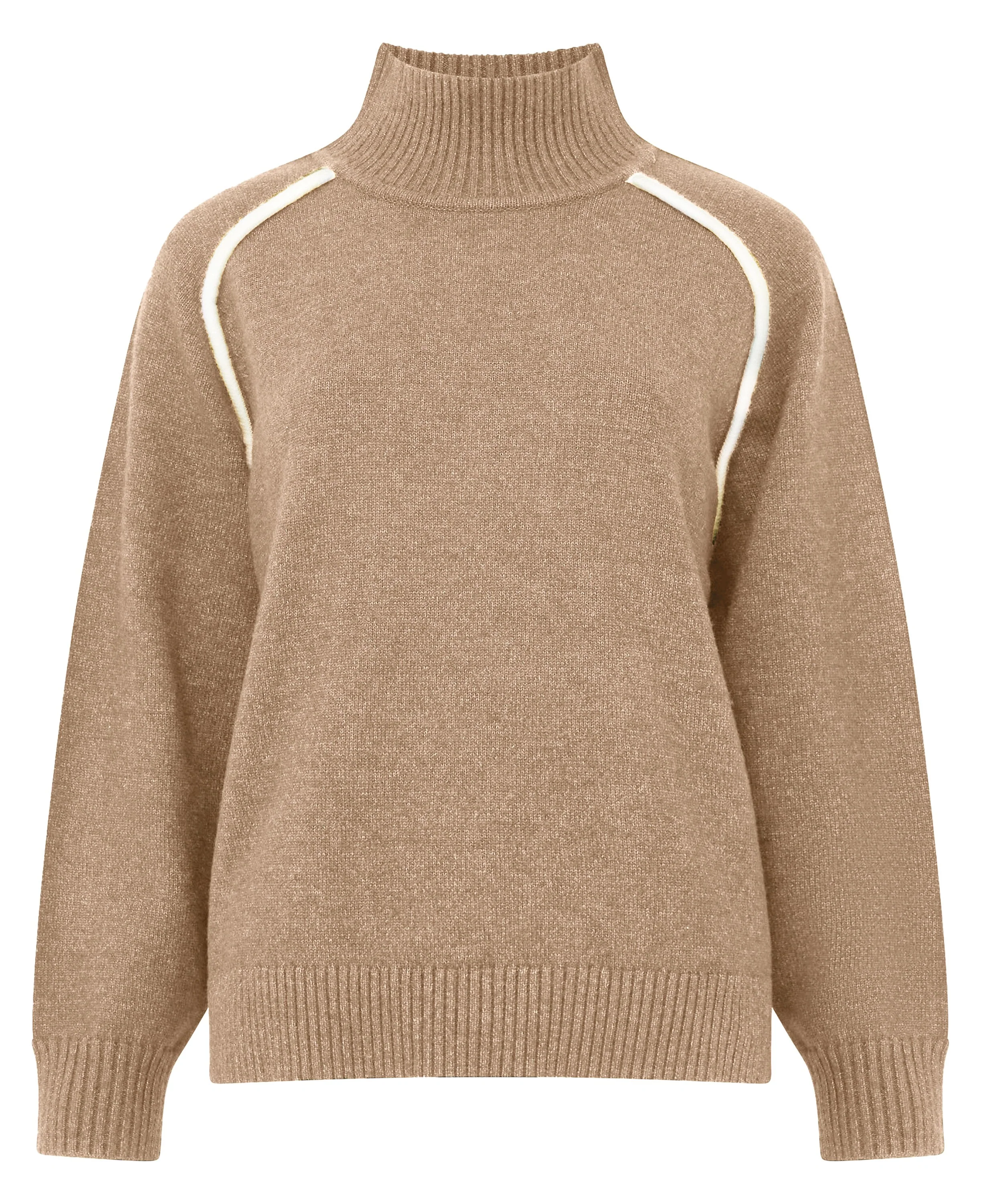 Jordan High Neck Long Sleeve Jumper - Camel/Porcelain Cream