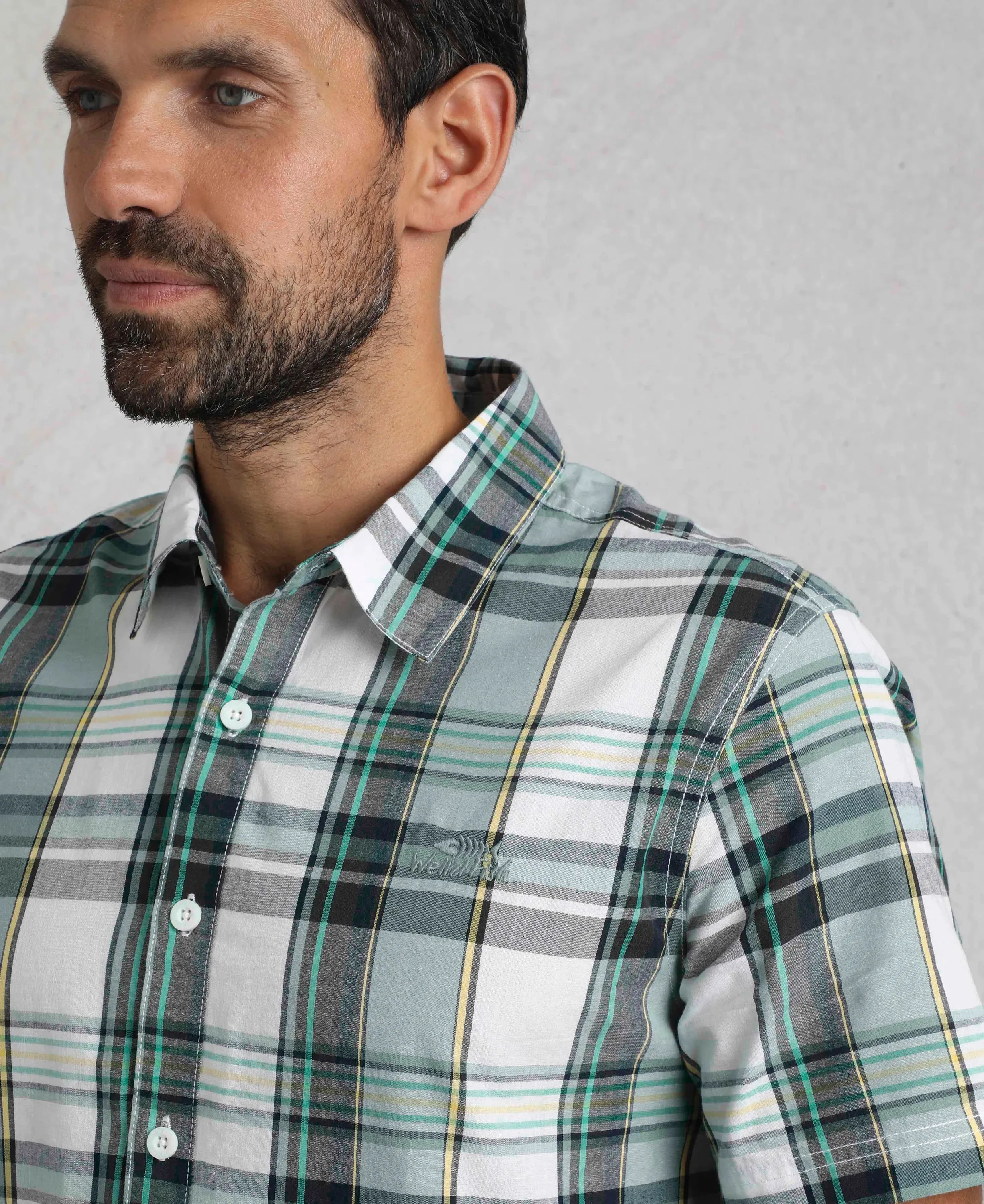 Judd Short Sleeve Check Shirt - Dusty White - Image 5