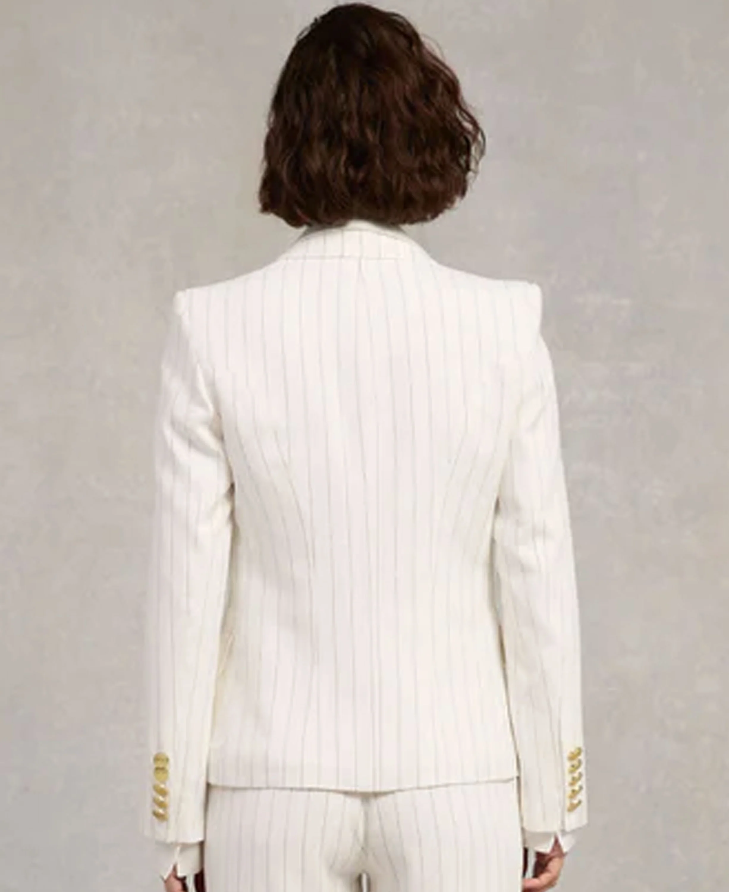 Knightsbridge Blazer Linen - Oyster Linen Pinstripe - Image 3