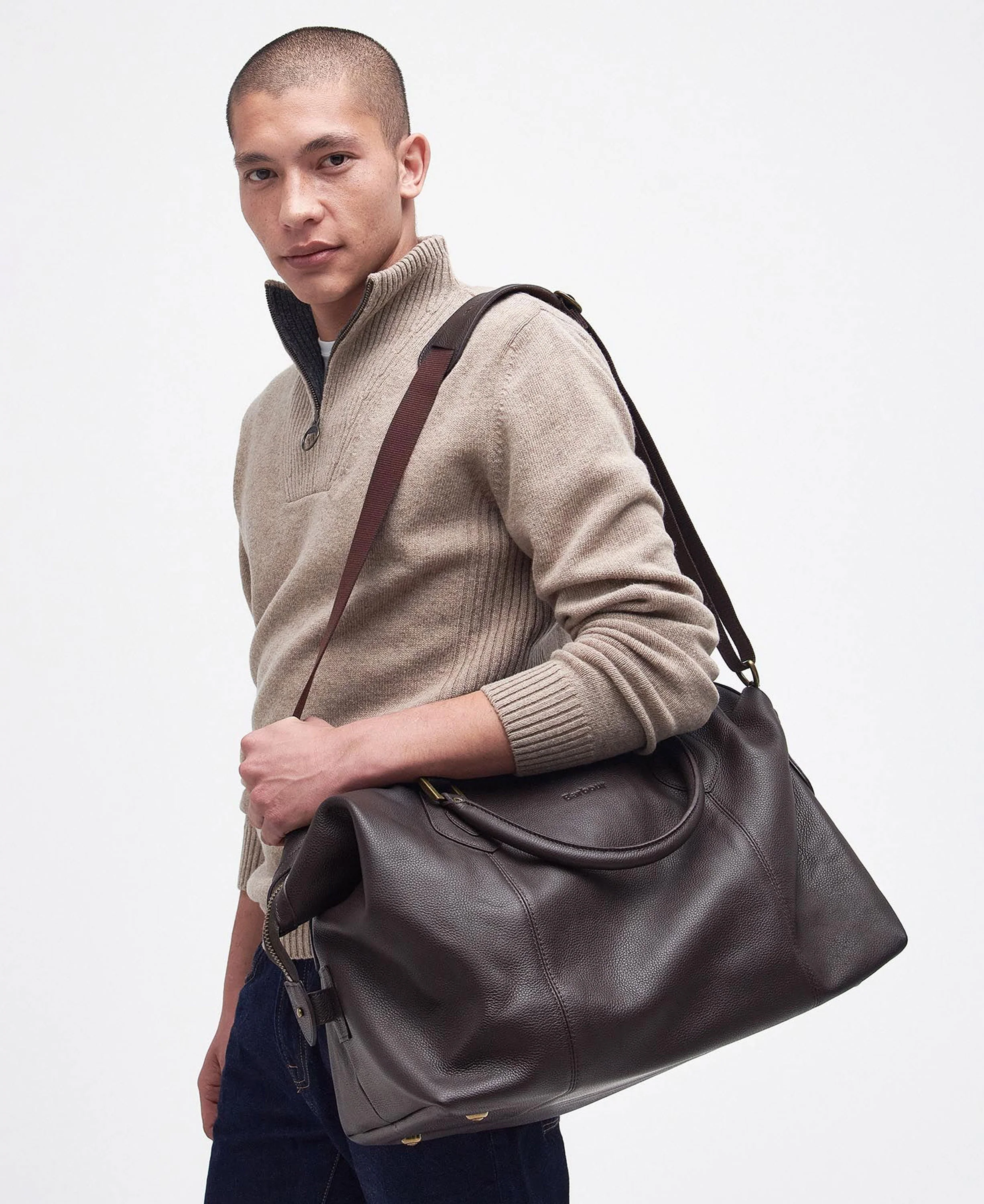 Leather Medium Travel Explorer Bag - Chocolate - Image 5