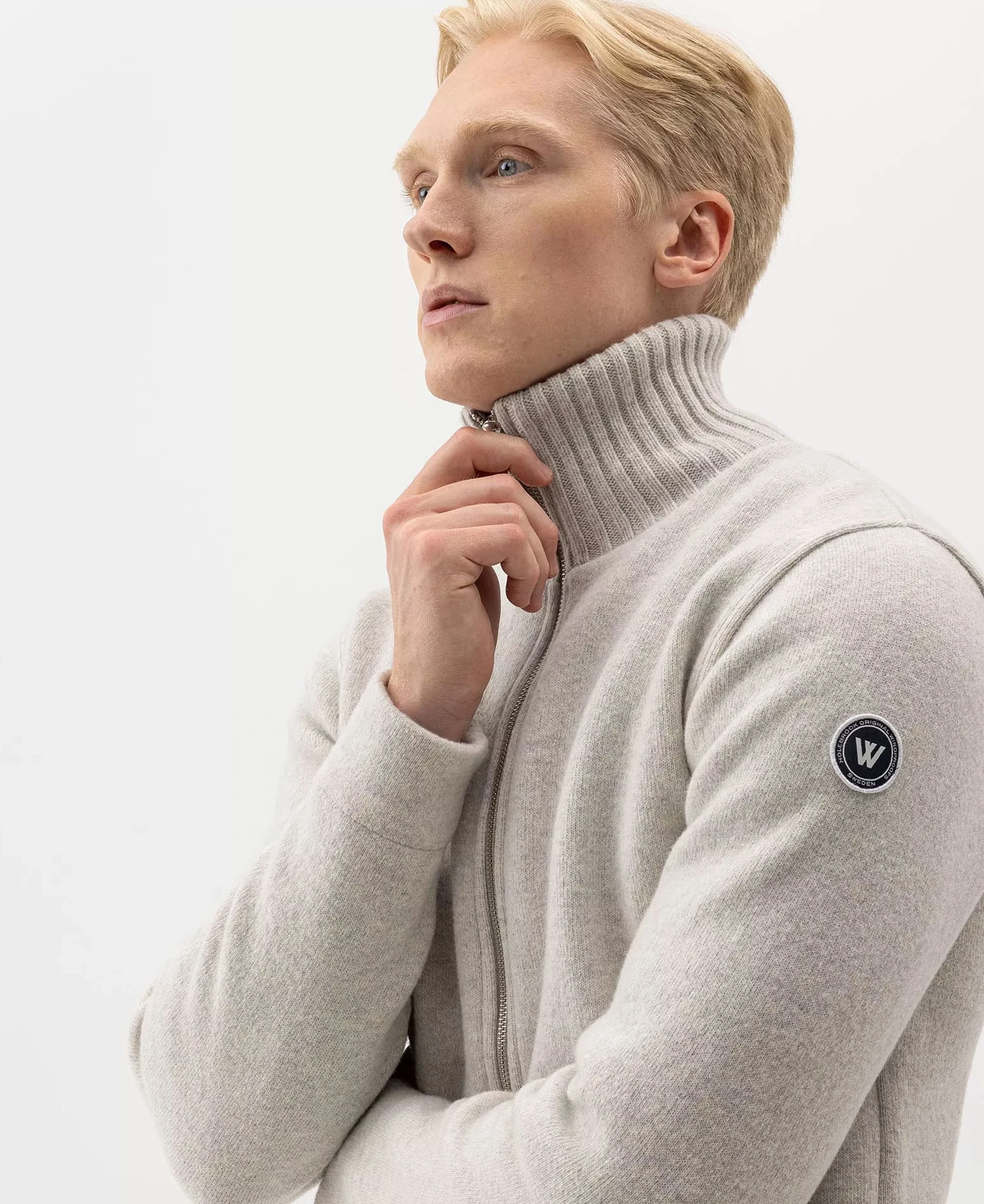 Mans Zip Wool Windproof - Light Grey Mel - Image 4