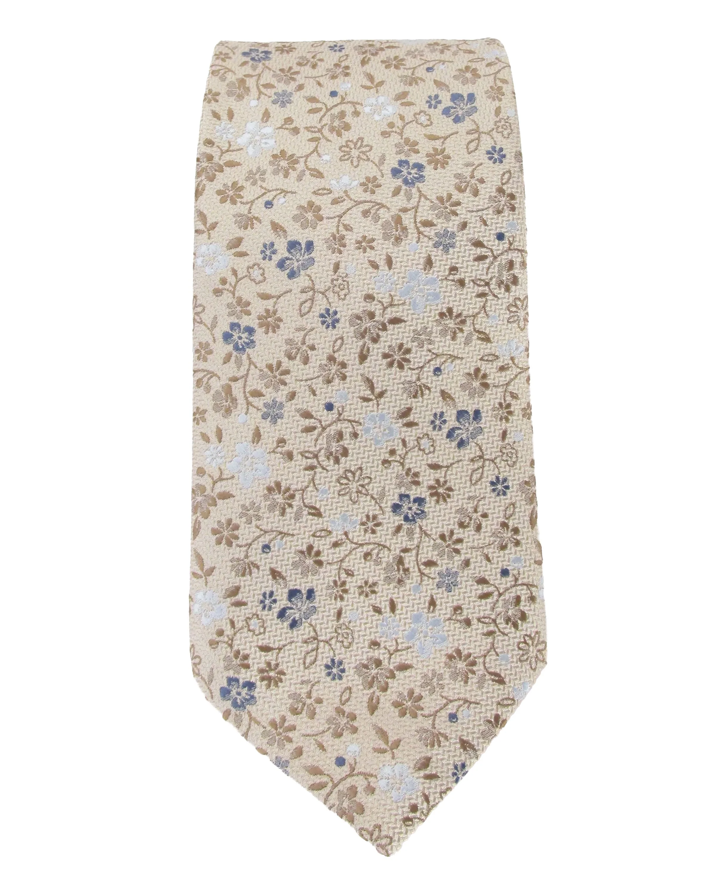 Medium Floral Tie - Tan Floral Vine - Image 2