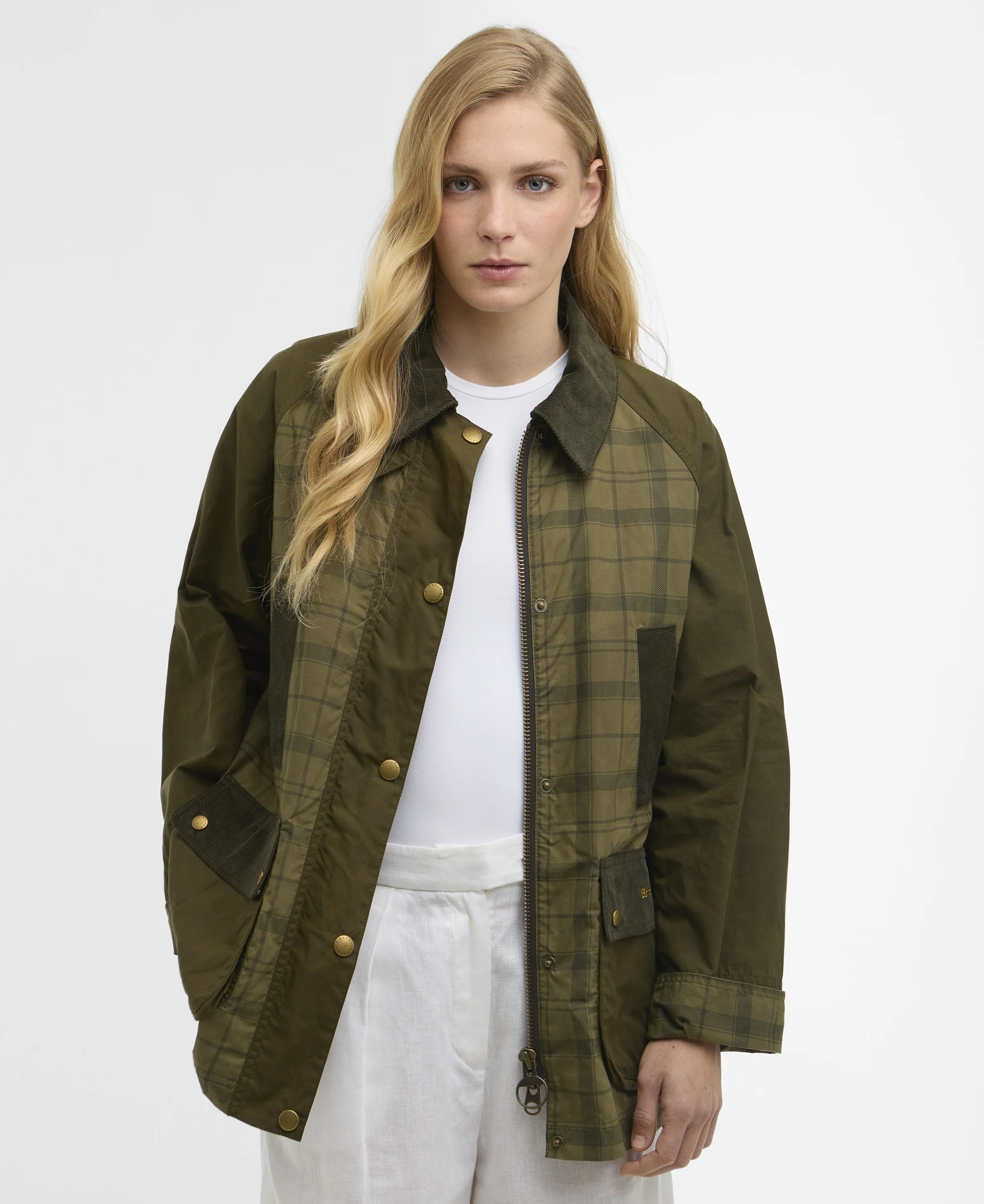 Modern Tartan Beadnell Casual Jacket - Dusky Green Tartan/Highland Olive - Image 2
