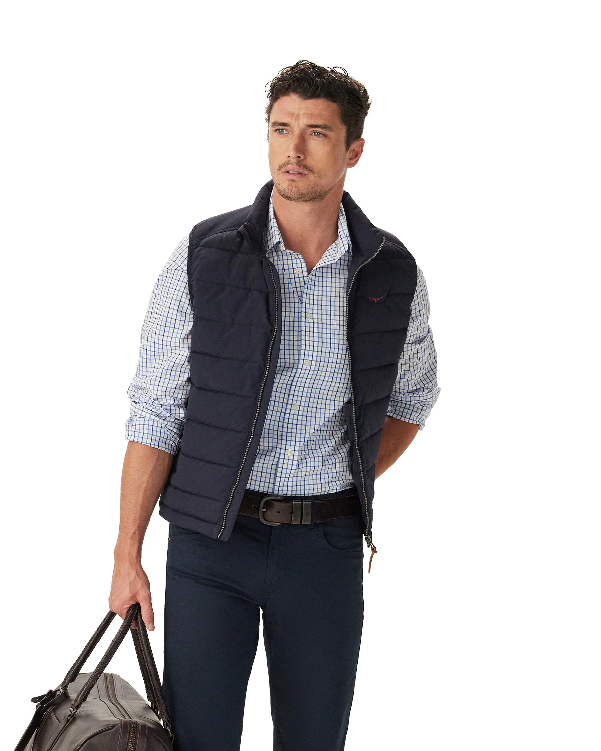 Newland Poplin Check Shirt - Navy - Image 2