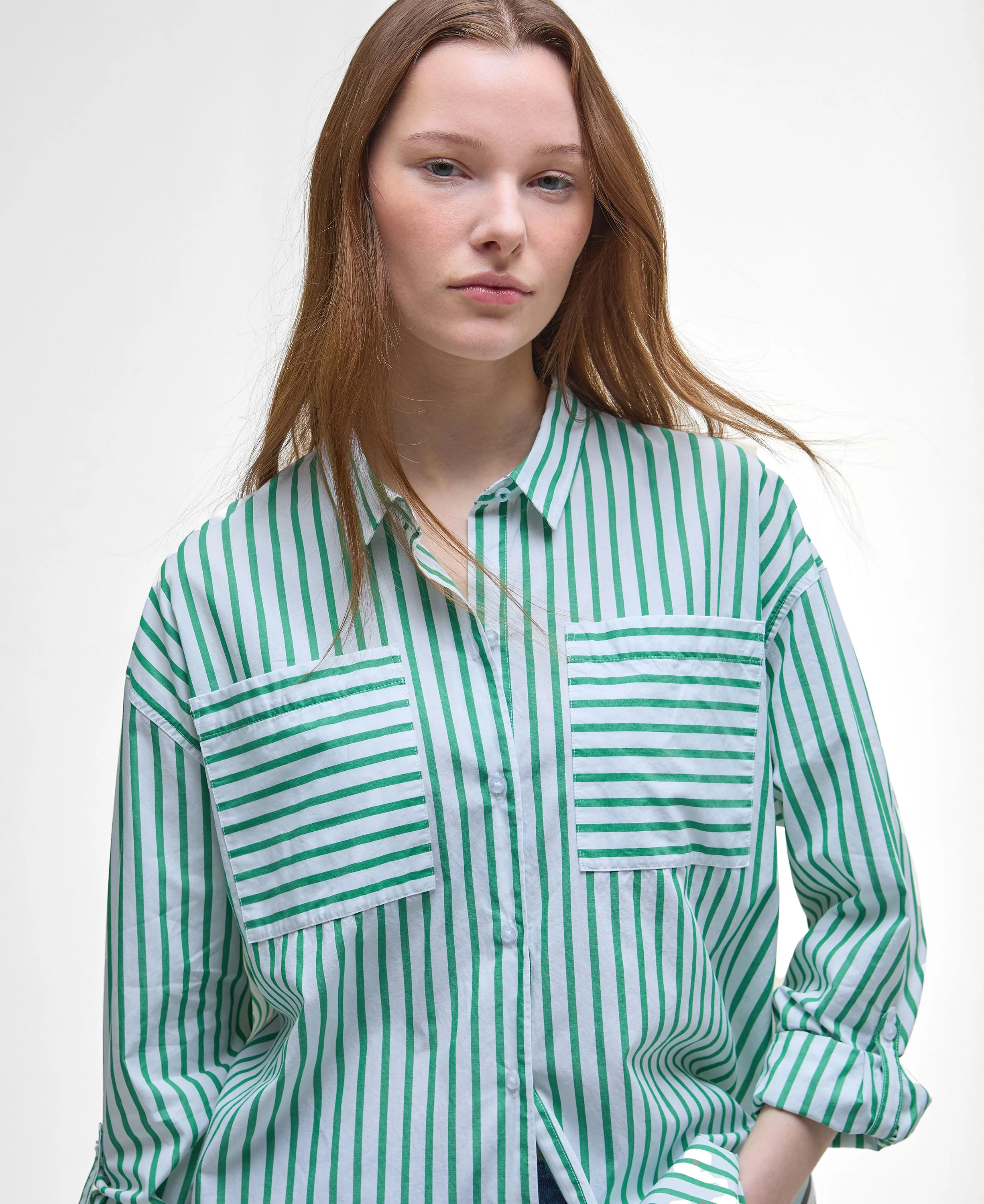 Nicola Shirt - White/Kelly Green - Image 5