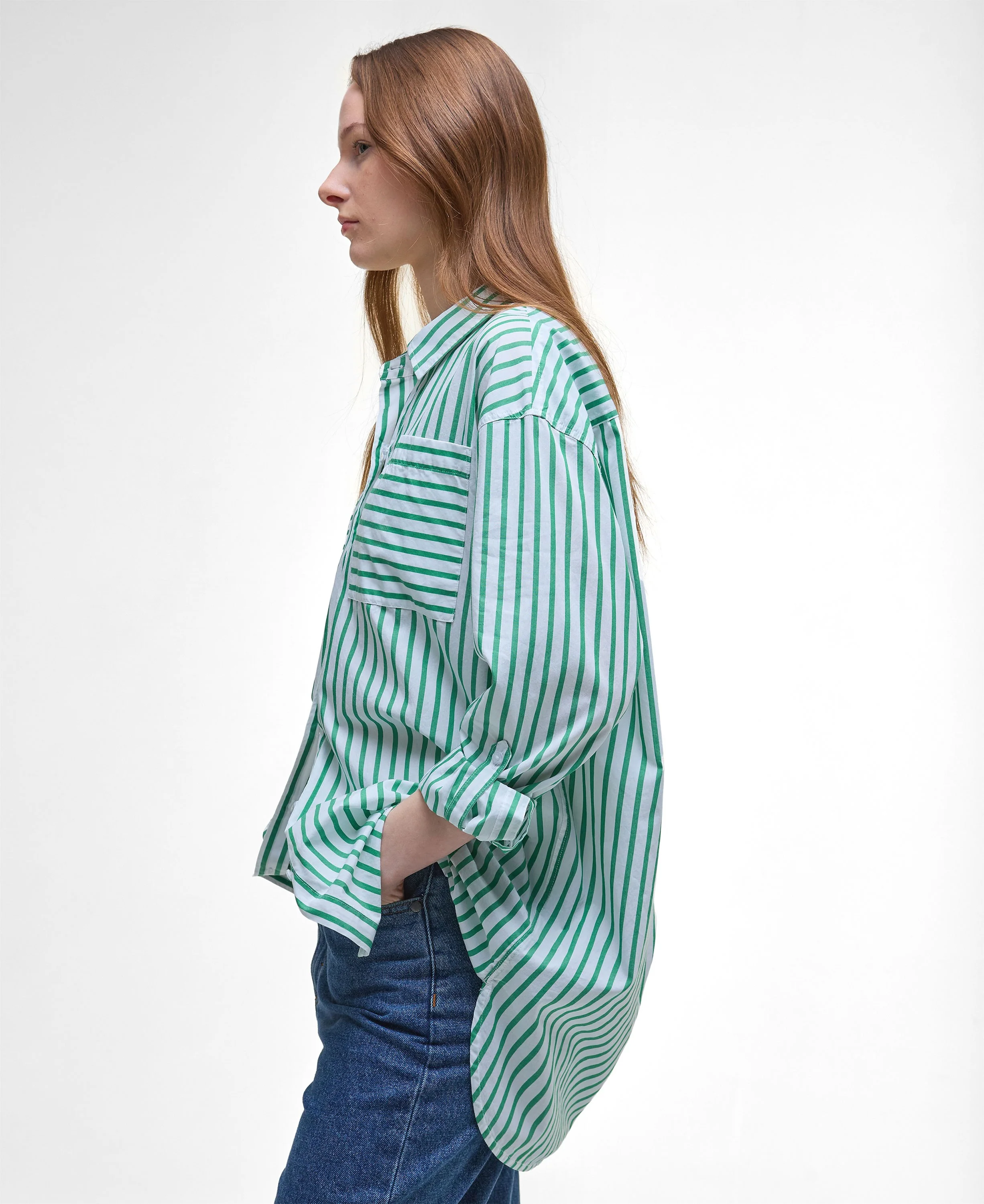 Nicola Shirt - White/Kelly Green - Image 6