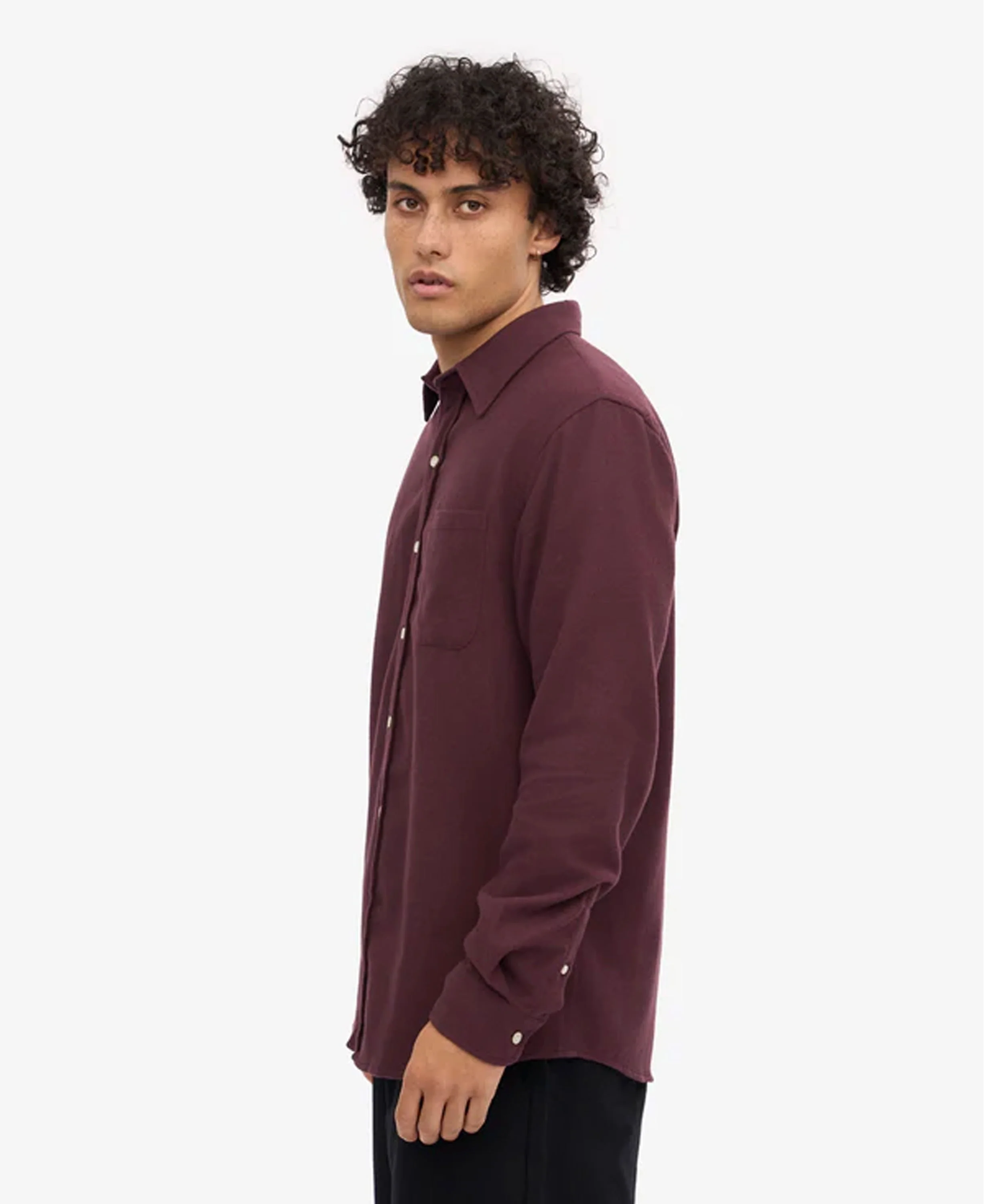 Organic Flannel Shirt - Oxblood Red - Image 3