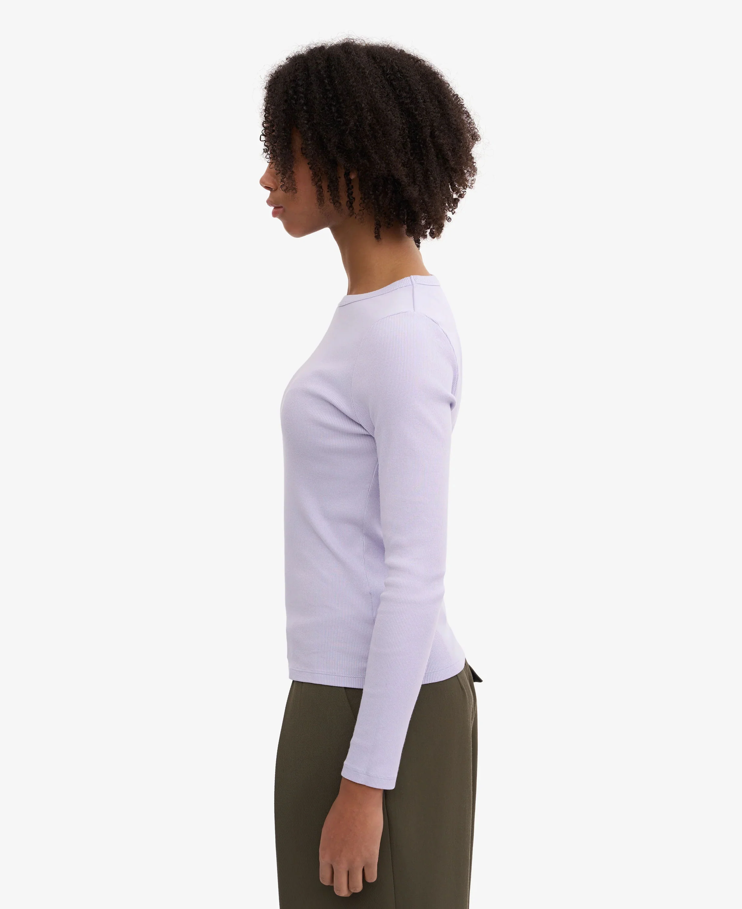 Organic Rib Long Sleeve T-Shirt - Soft Lavender - Image 3