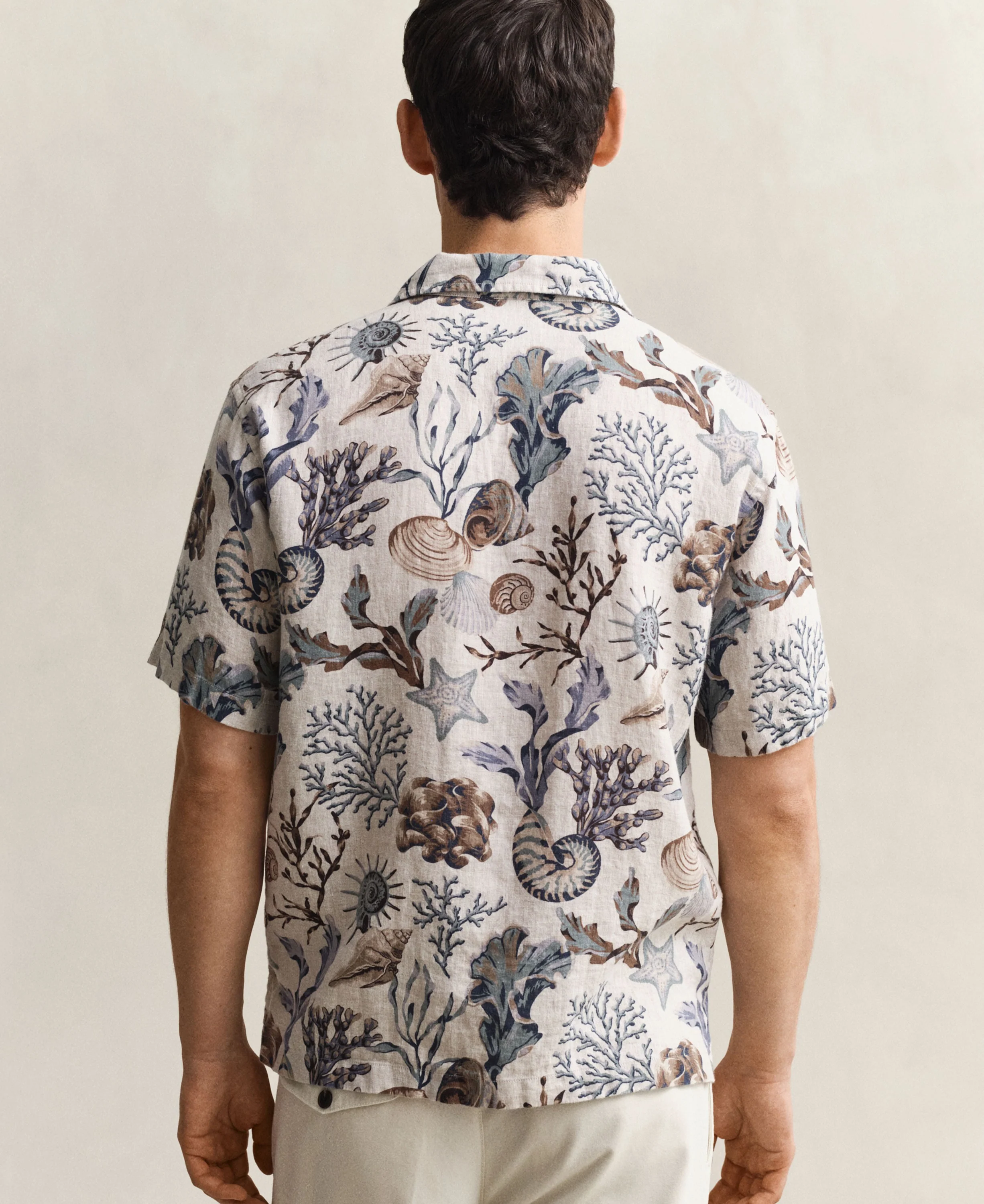 Regular All Over Print Camp Collar Shirt - Oat Beige - Image 3