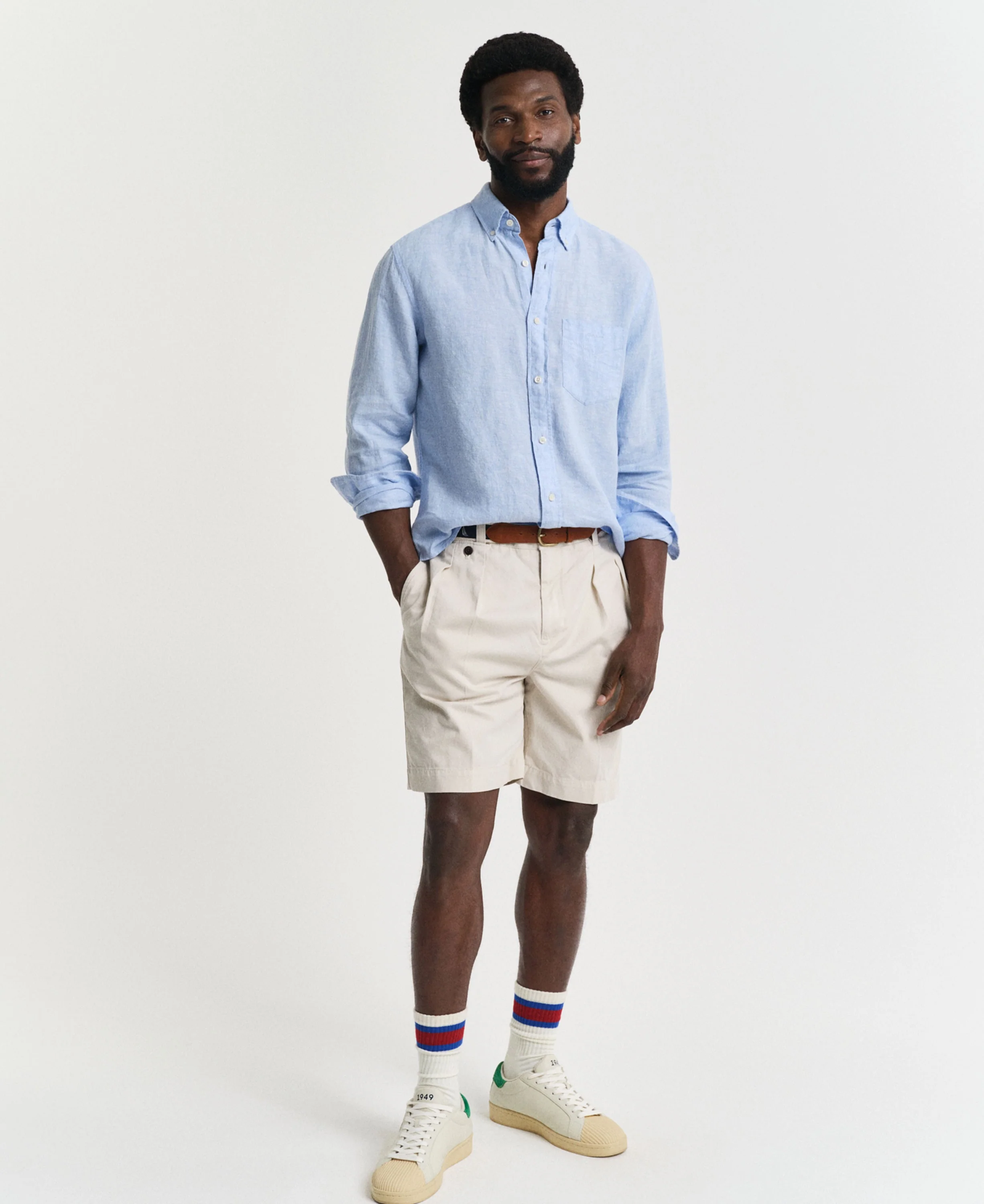 Regular Fit Linen Shirt - Capri Blue - Image 5