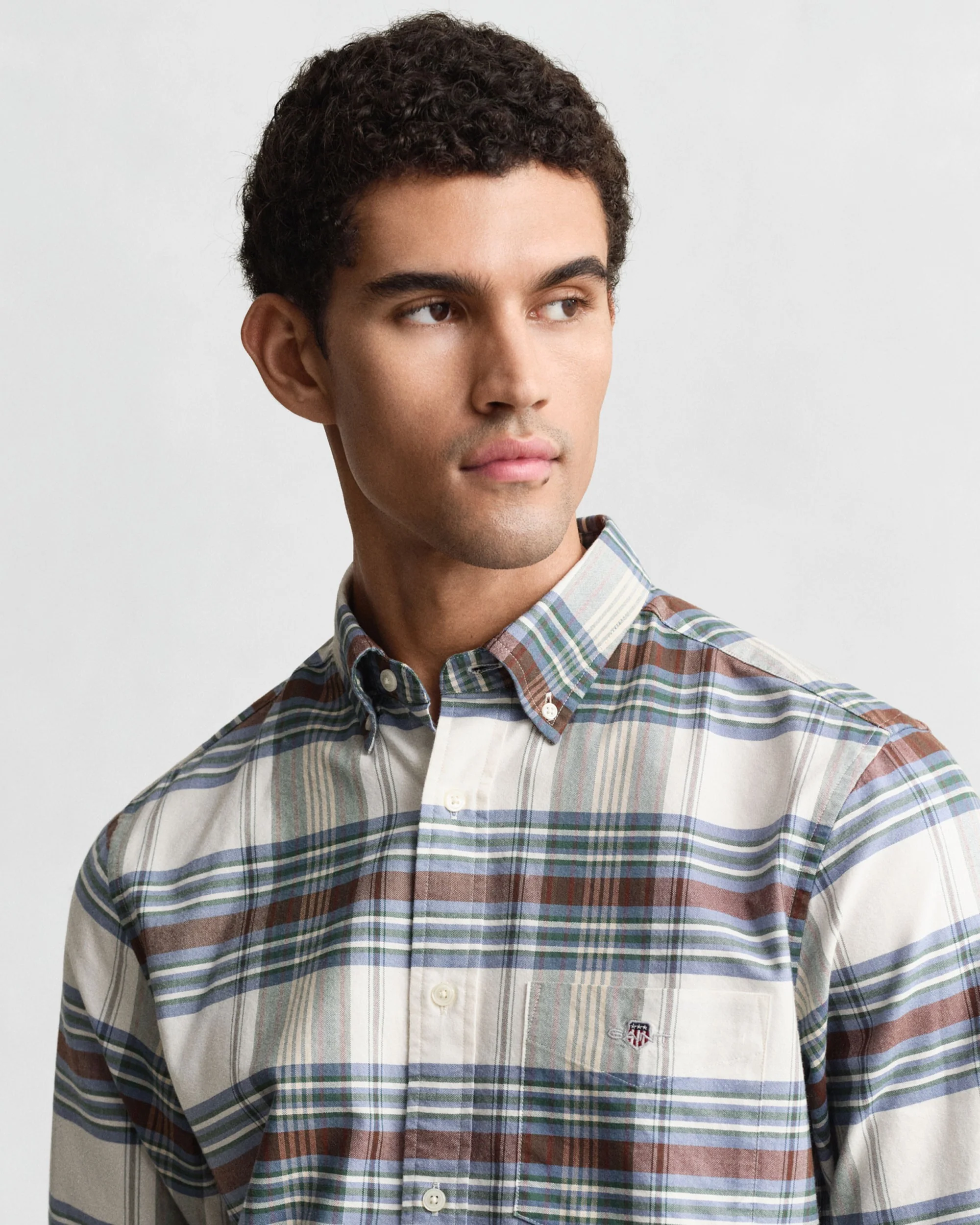 Regular Fit Classic Checked Oxford Shirt - Woody Green - Image 4