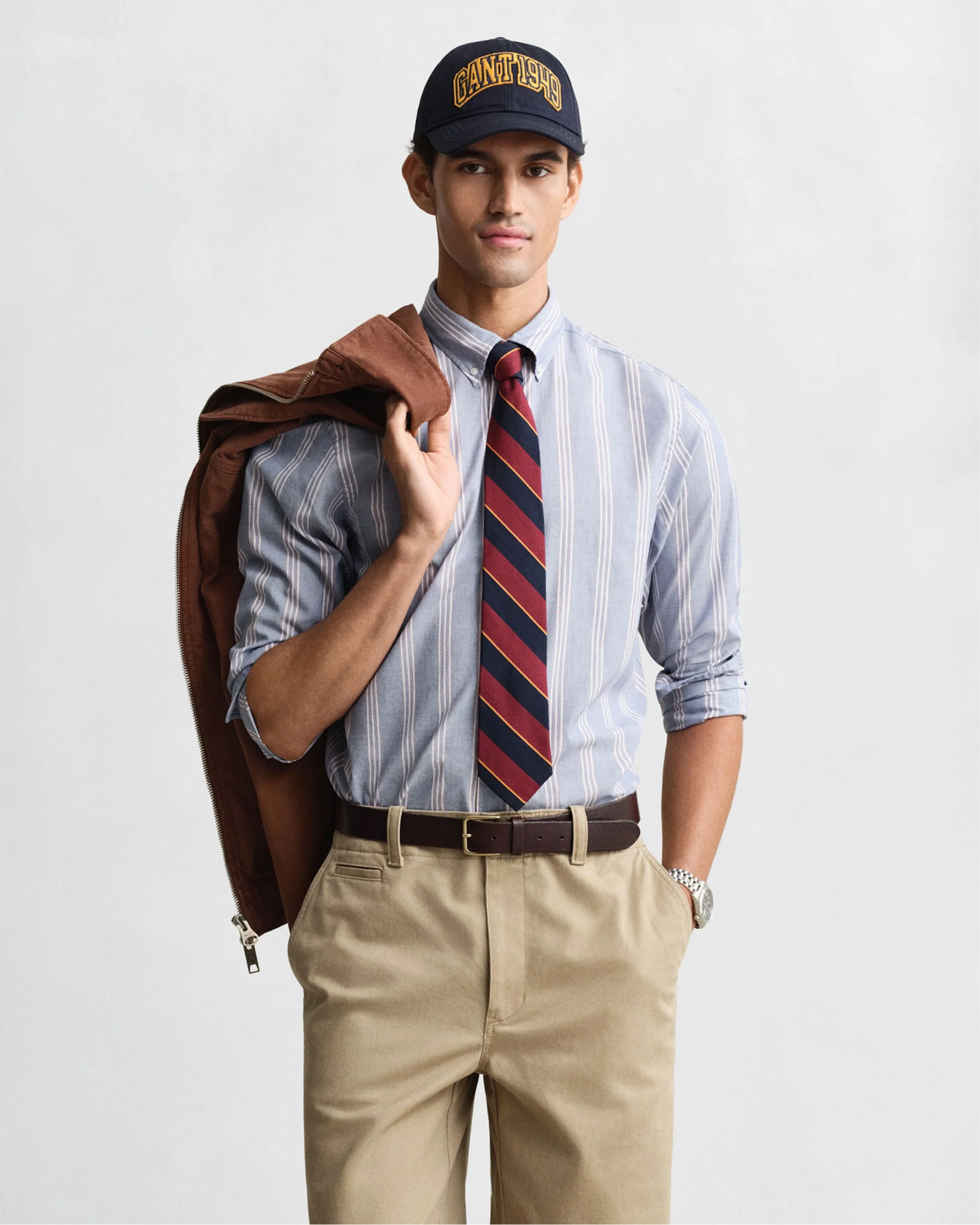 Regular Fit Poplin Fil-à-Fil Stripe Shirt - College Blue - Image 2