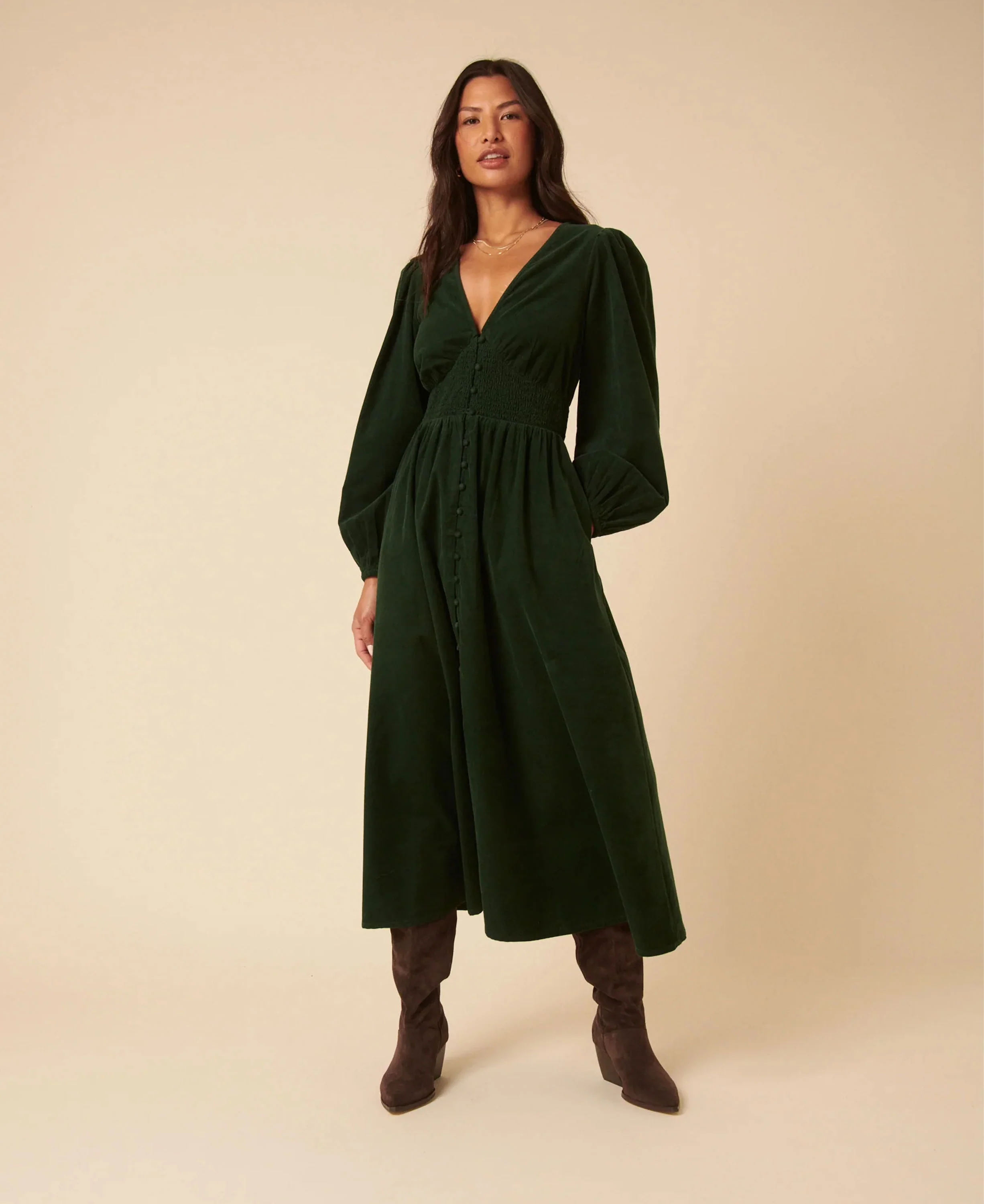 Riley Midi Dress - Green - Image 3