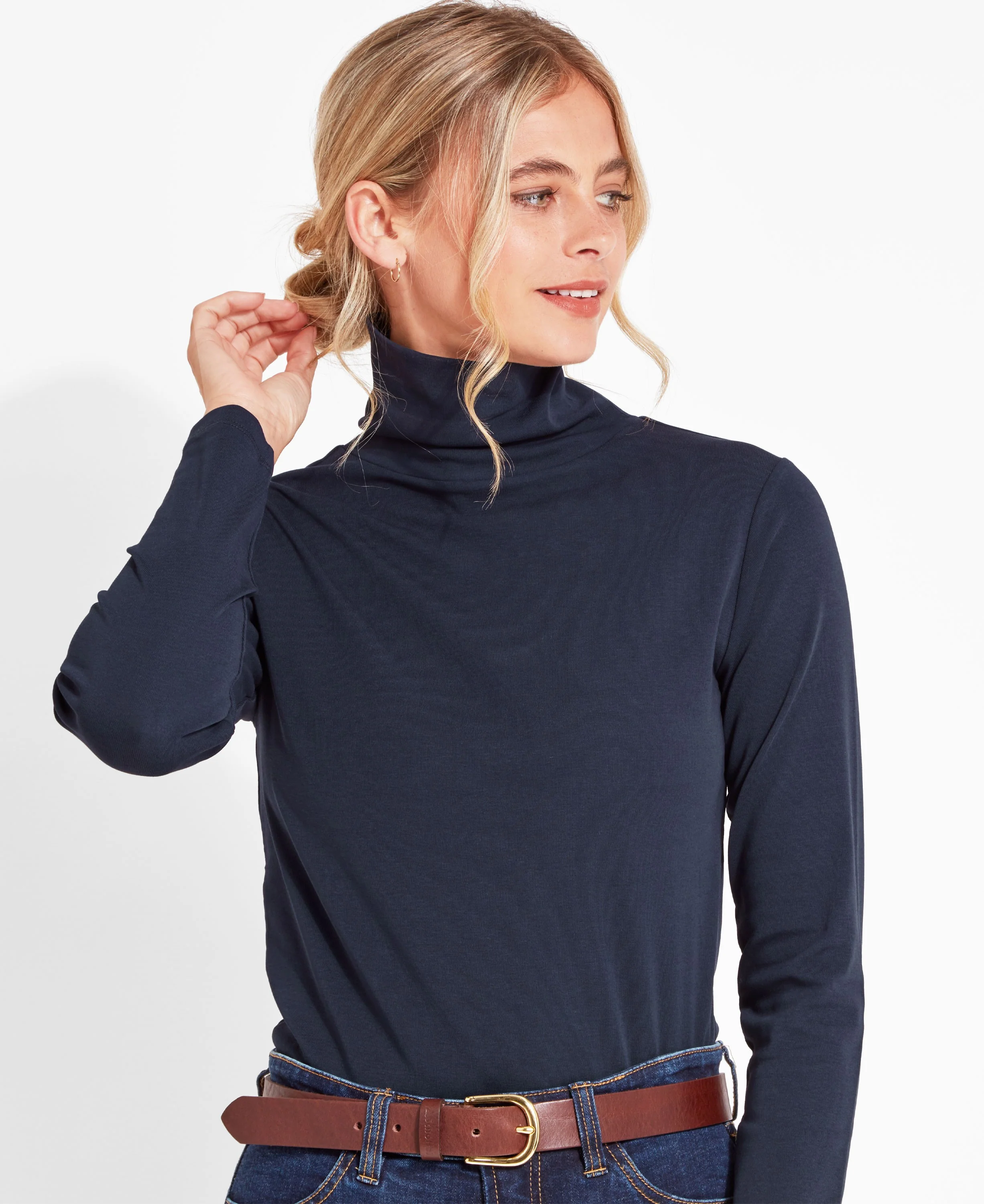 Rosedale Roll Neck Jumper - Navy - Image 4