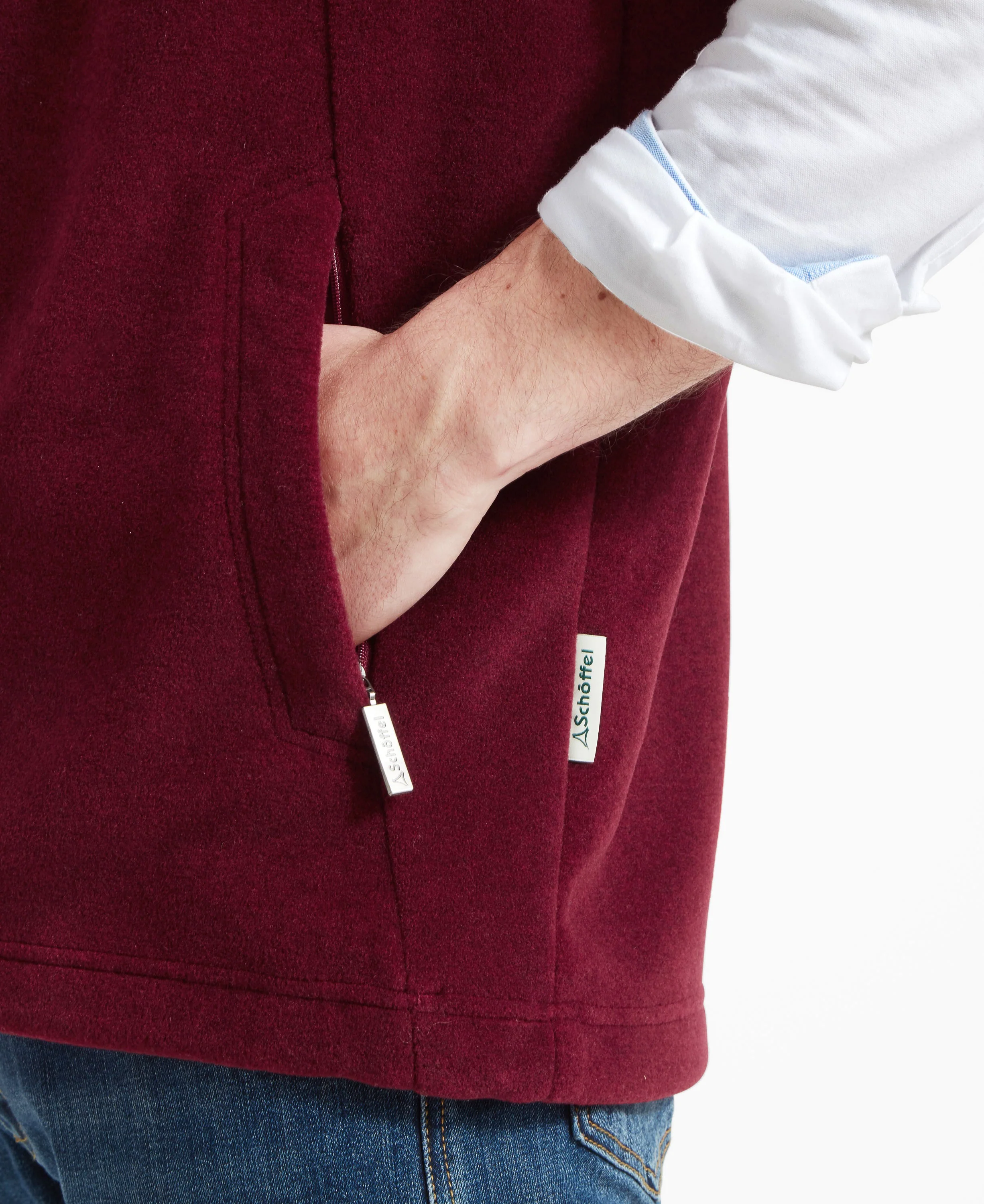 Oakham Fleece Gilet - Claret - Image 5