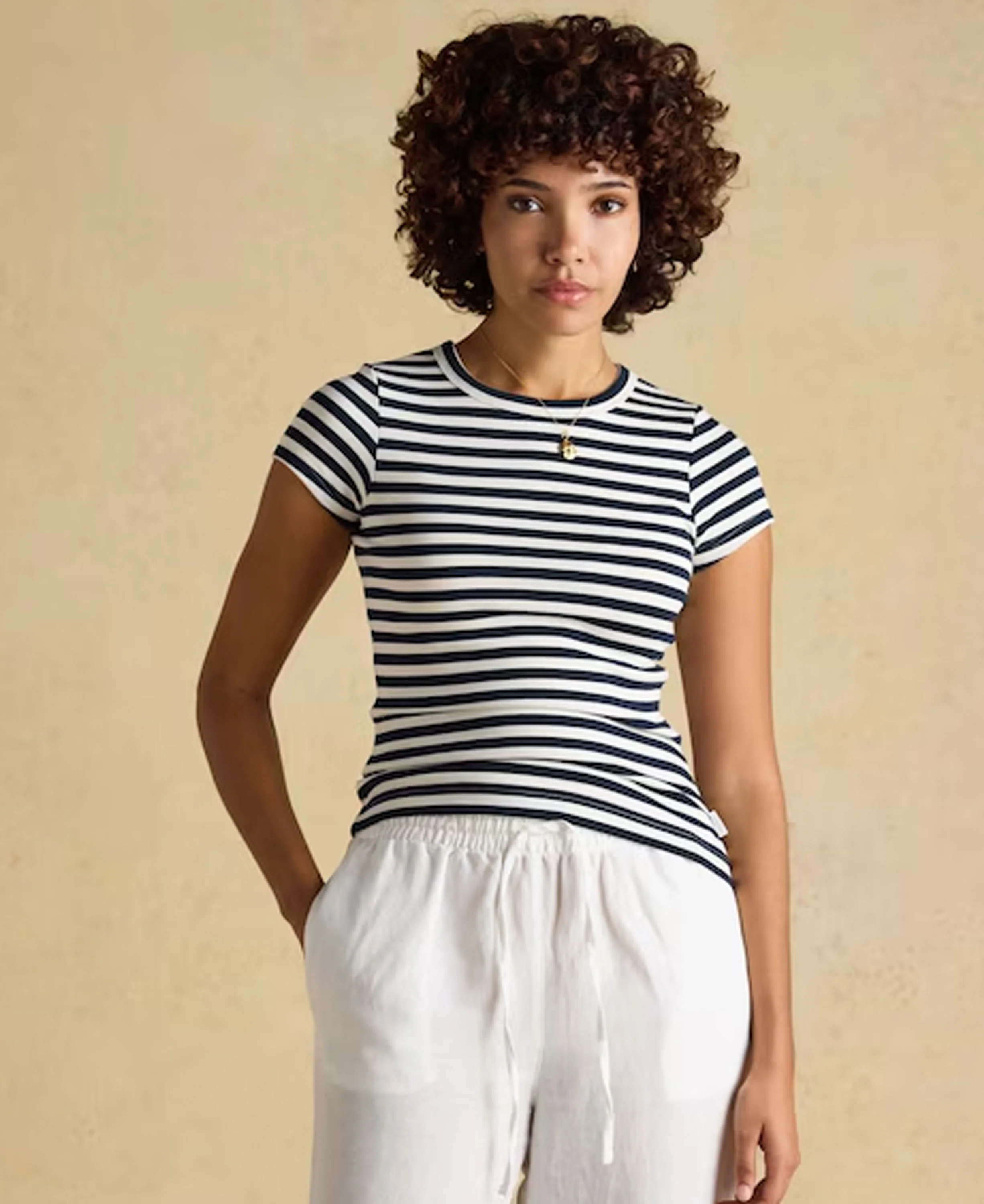 Sophie Short Sleeve T-Shirt - Navy Stripe - Image 2