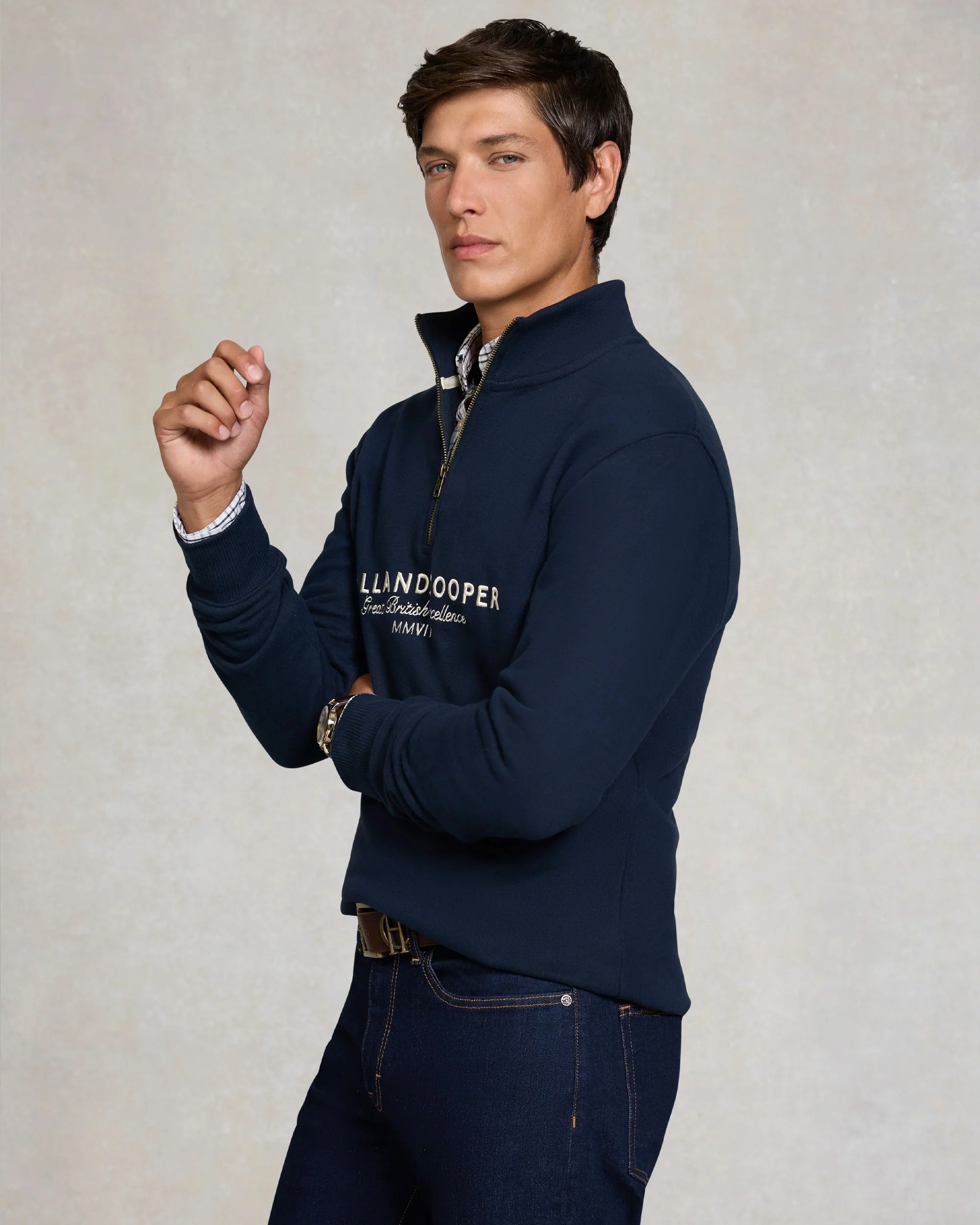 Men's Sporting Goods Zip Henley - Ink Navy - Image 3