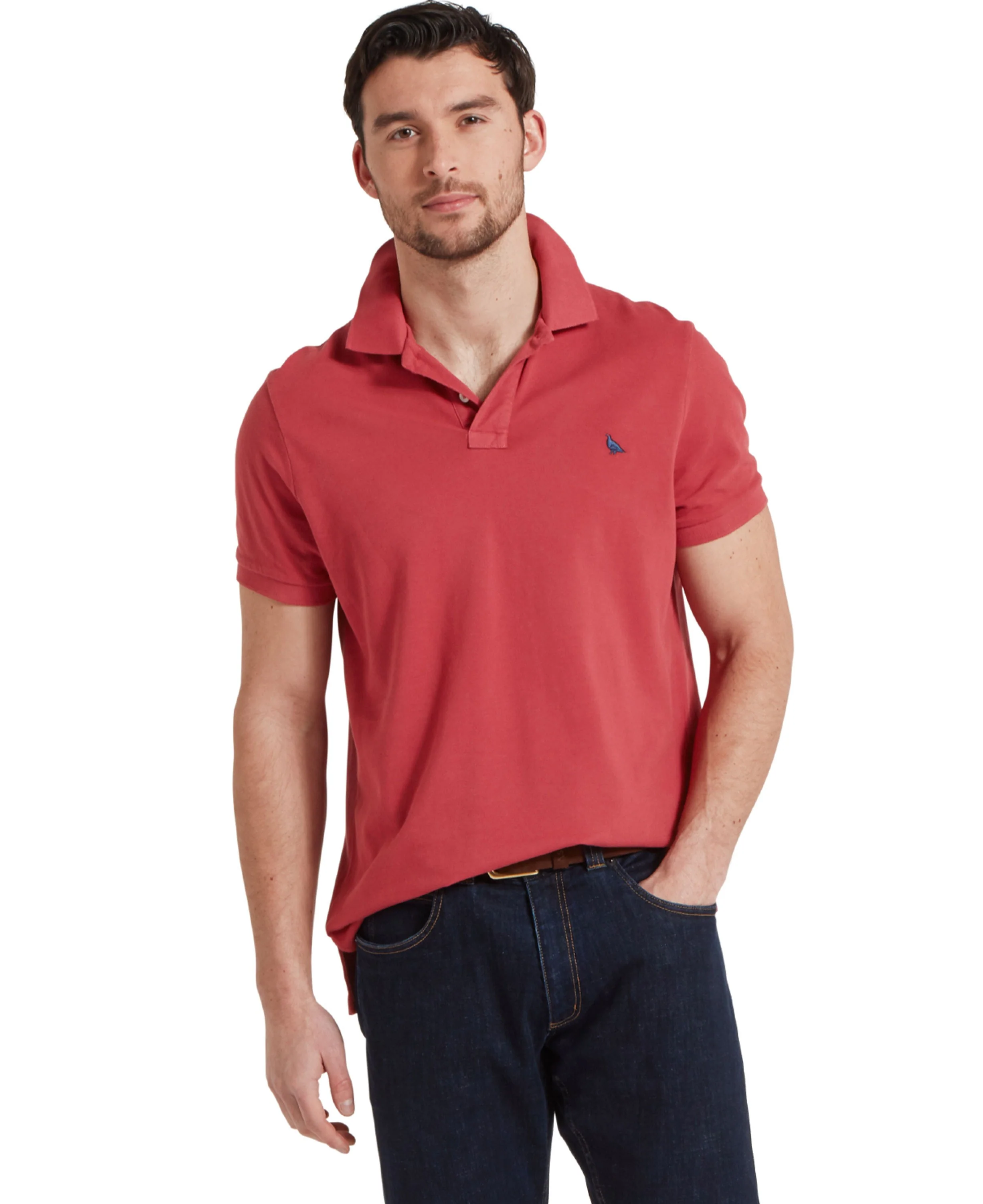 St Ives Garment Dyed Polo Shirt - Slate Red - Image 2