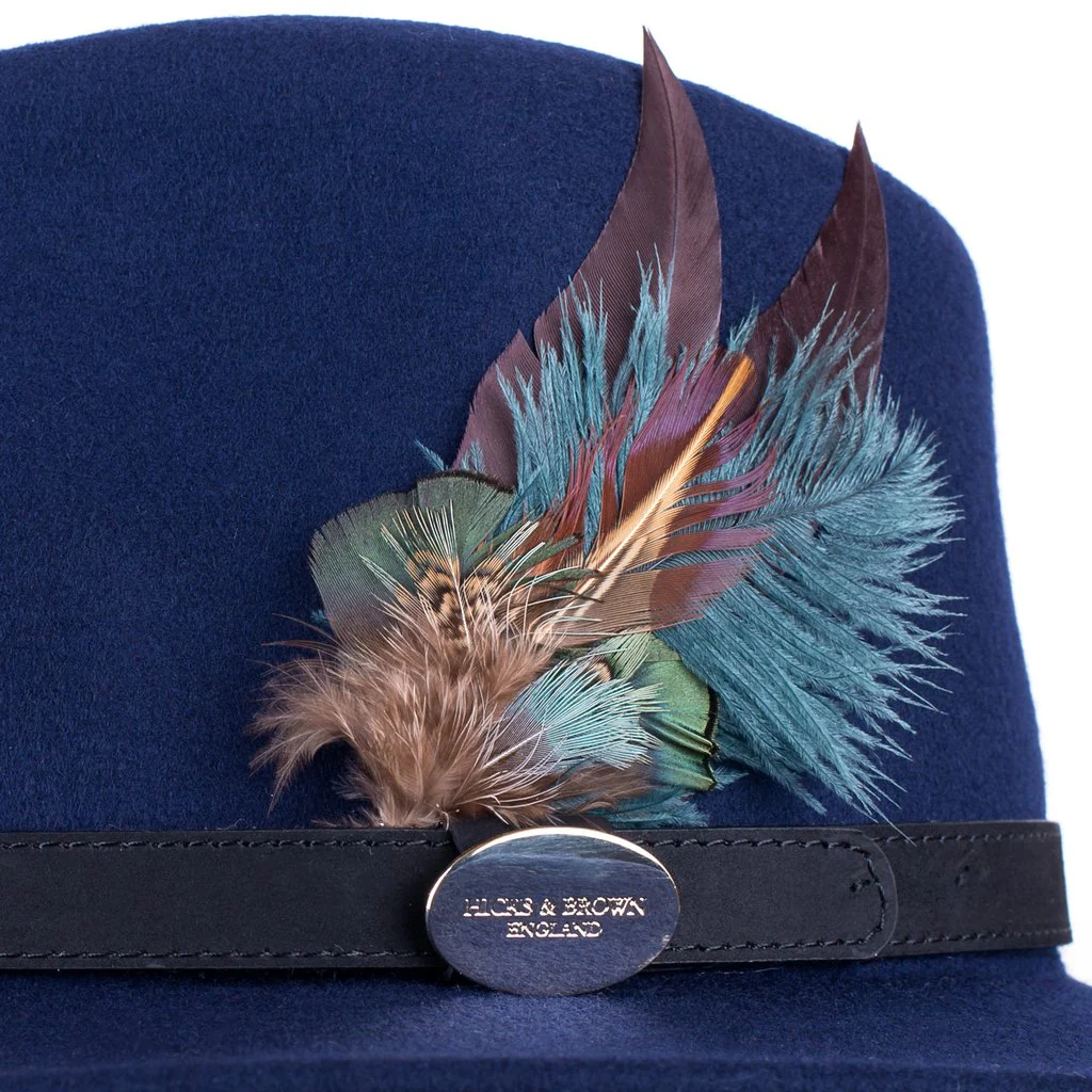 Suffolk Fedora Midnight Side Feather - Navy - Image 3