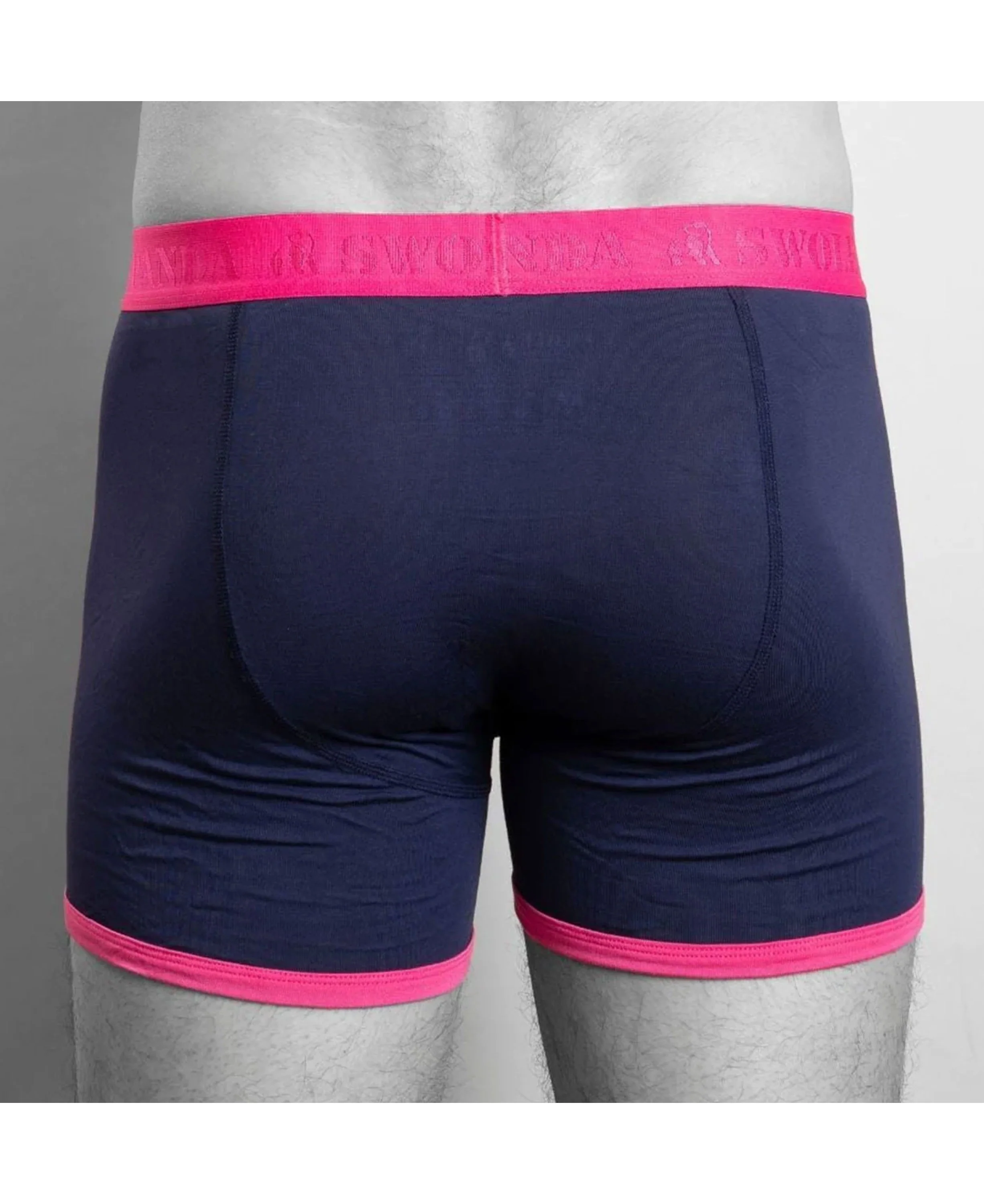 Bamboo Boxers - Navy/Pink Band - Image 3