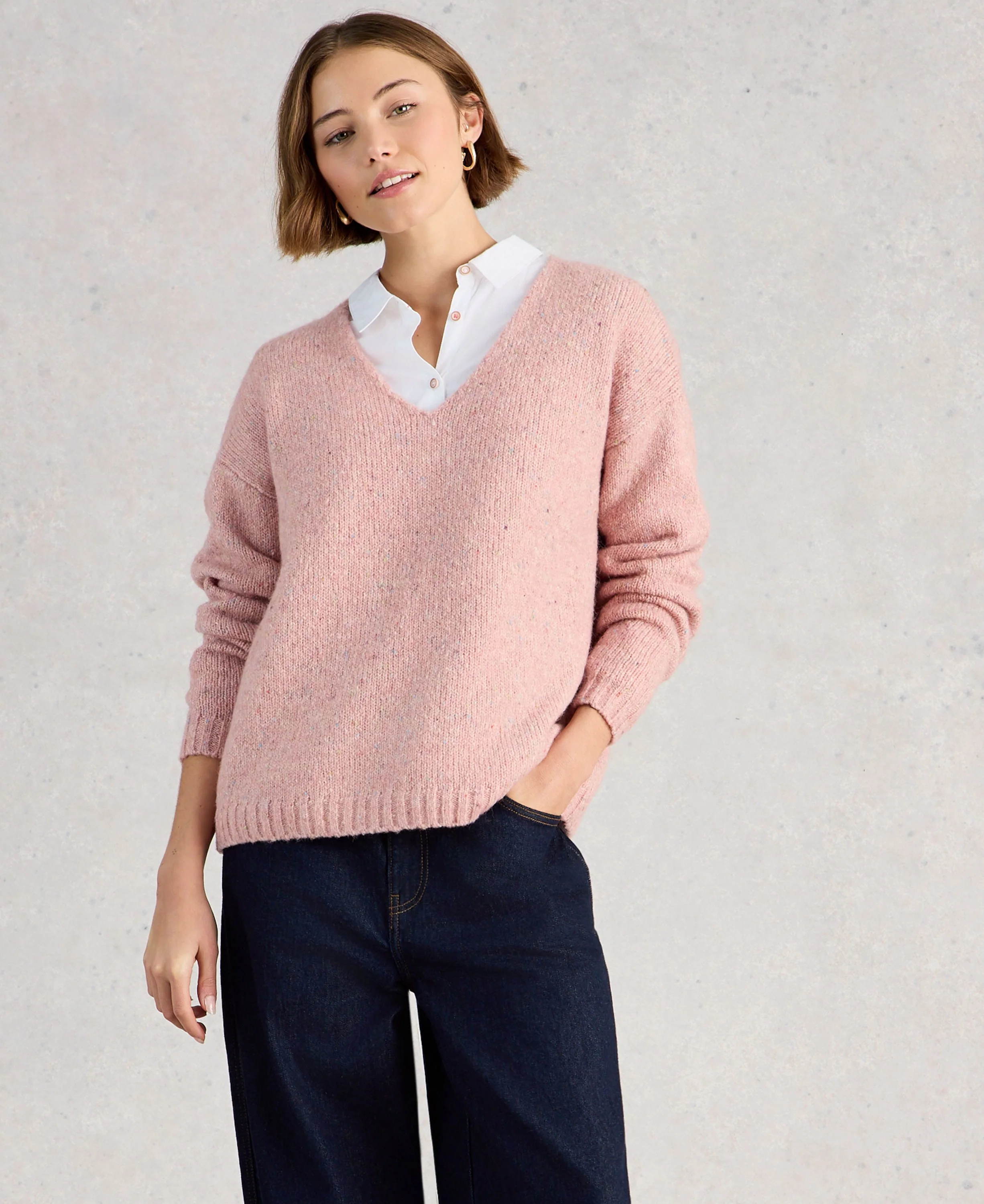 Tamara Texture V Neck - Mid Pink - Image 2