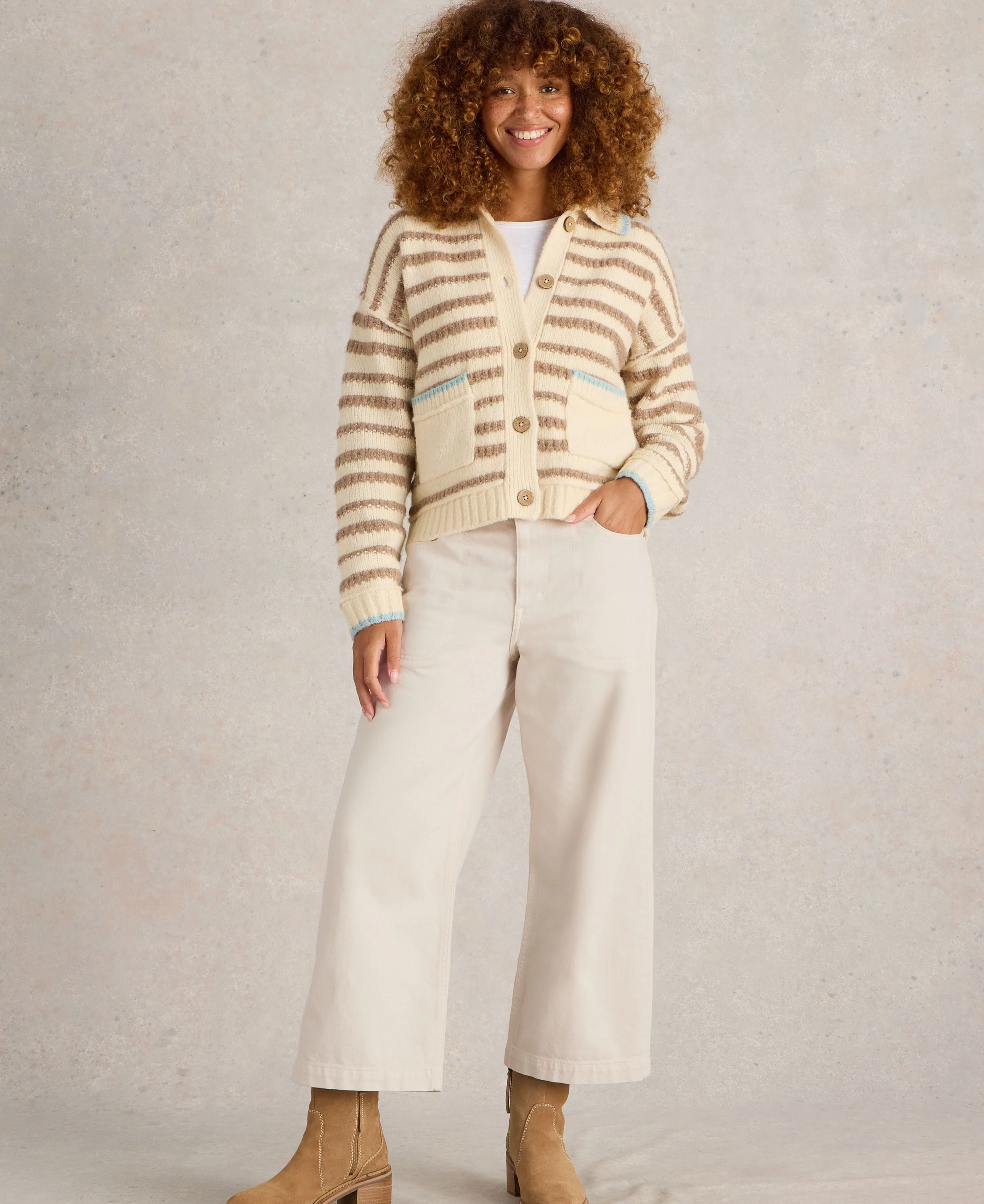 Tia Wide Leg Crop Jean - Natural White - Image 2